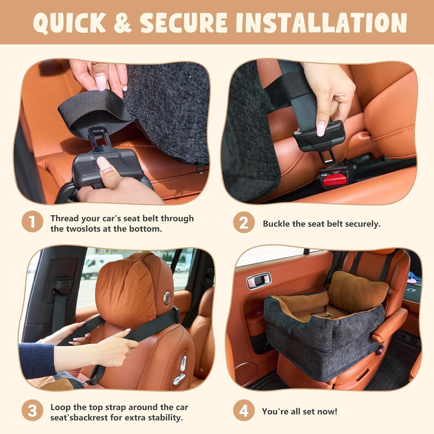 LuxusKollektion Hunde-Autositz Hundeautositz Welpen Hochsitz Sicherheitsgurt bis14kg Schwarz – Bild 4 von 5