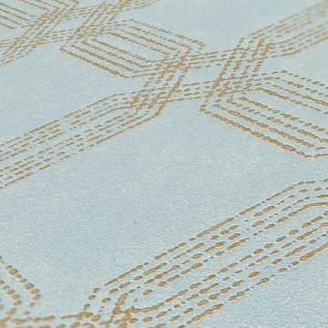 Tadessi Vliestapete Tapete Grafik Mauro M1-No.1672, Vliestapete, Blau, Gold, Geometris