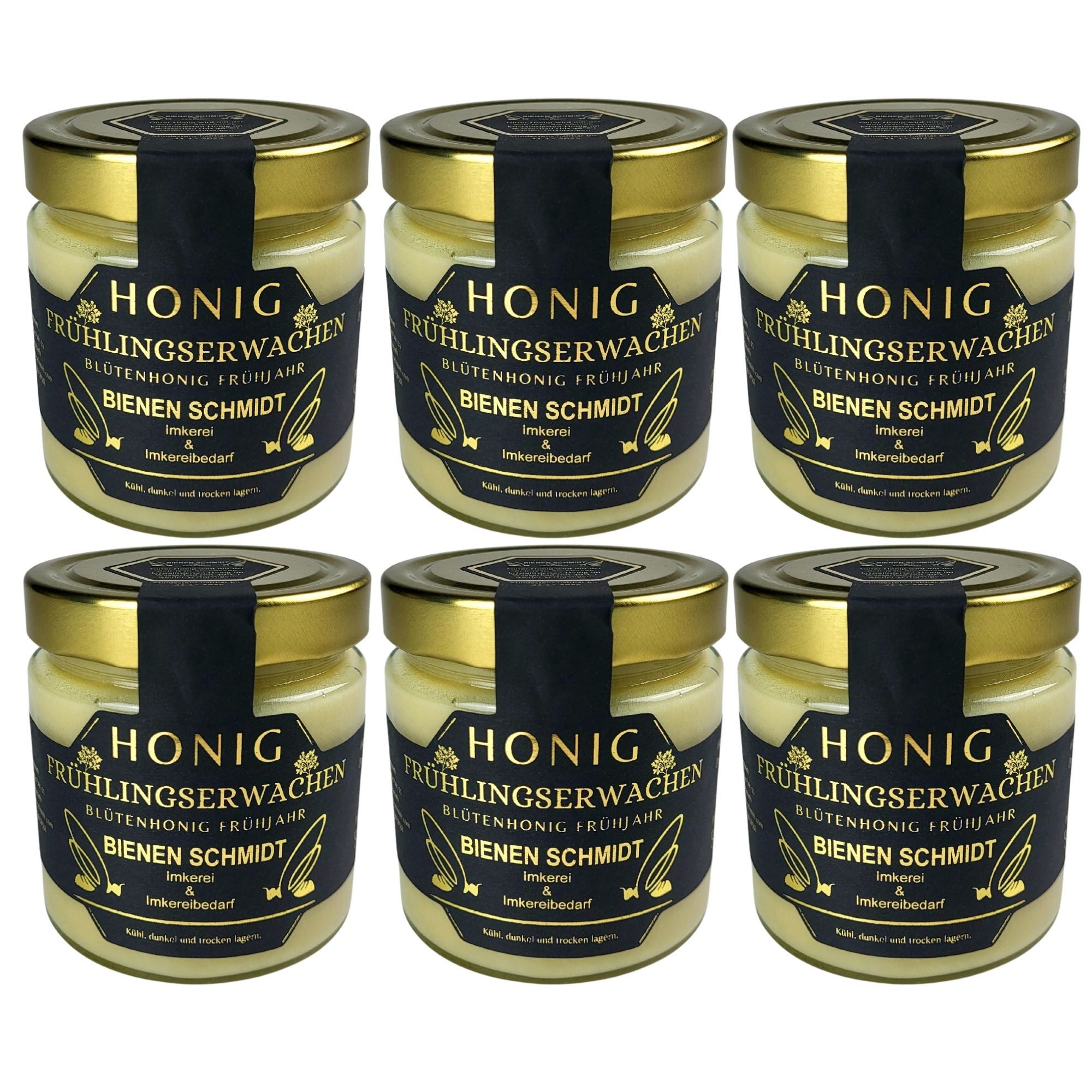 BIENEN SCHMIDT Honig "FRÜHLINGSERWACHEN" 500 g im Glas, 6 x (Spar-Set), Frühjahrshonig aus Oberfranken, rein und natürlich, deutscher Honig