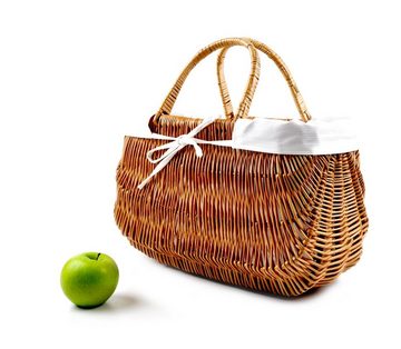 MyBer® Handtasche Tasche Korb aus Weide Weidenkorb Tragekorb Einkaufskorb geflochten (1-tlg), braun mit pflegeleichter Stoffeinlage, handgefertigt!