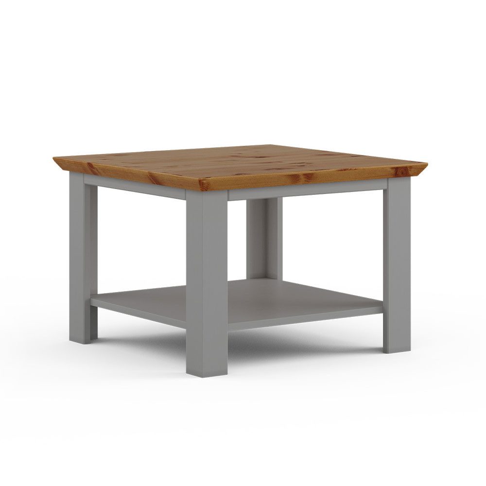 Feldmann-Wohnen Couchtisch Marone Elite (mit Ablagefläche, 1-St., Massivholz, geölte Oberfläche), 70x70x48cm Massivholz geölt / grau / Kiefer Natur