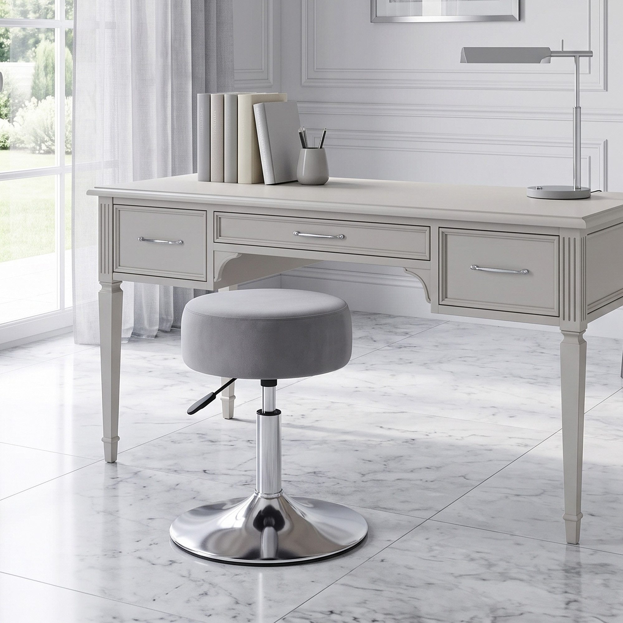 Duhome Hocker (428), Drehhocker Sitzhocker Rund Rollhocker Schminkhocker Höhenverstellbar