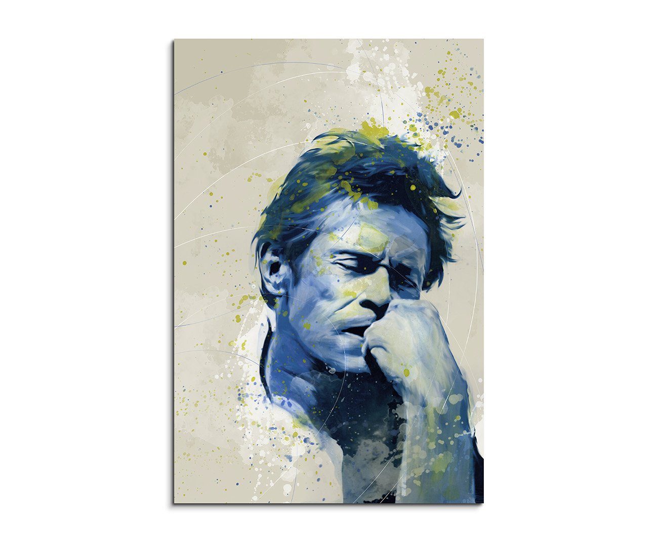 Sinus Art Leinwandbild Willem Dafoe II Aqua 90x60cm Wandbild Aquarell Art