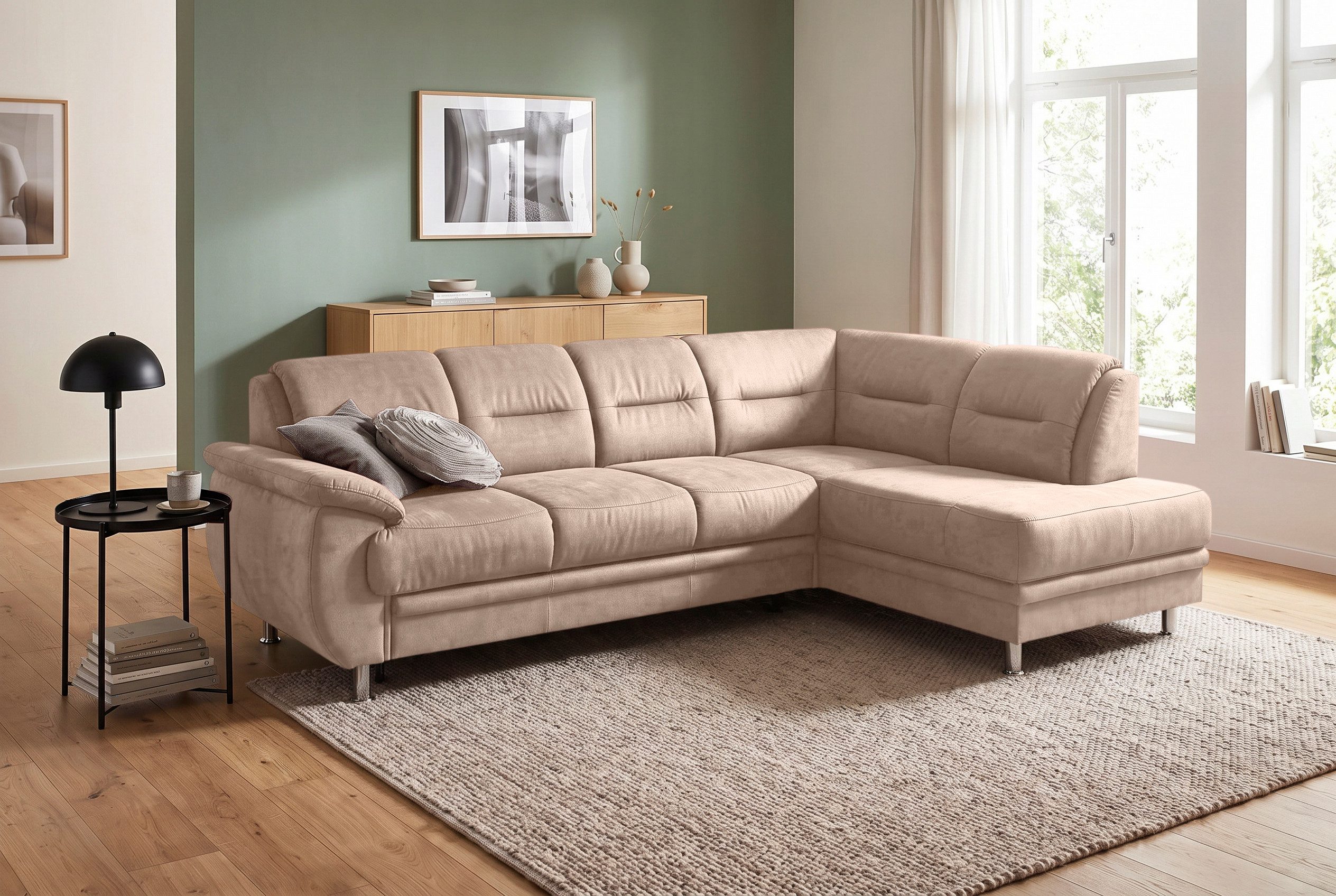 sit&more Ecksofa Mailand L-Form, B: 250 cm, Komfortsitzhöhe 46 cm, optional Schlaffunktion, Eckcouch in Kunstleder & Stoff