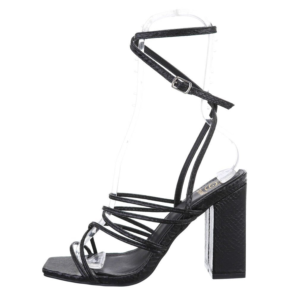 Ital-Design Damen Abendschuhe Party & Clubwear Sandalette Blockabsatz Sandalen & Sandaletten in Schwarz