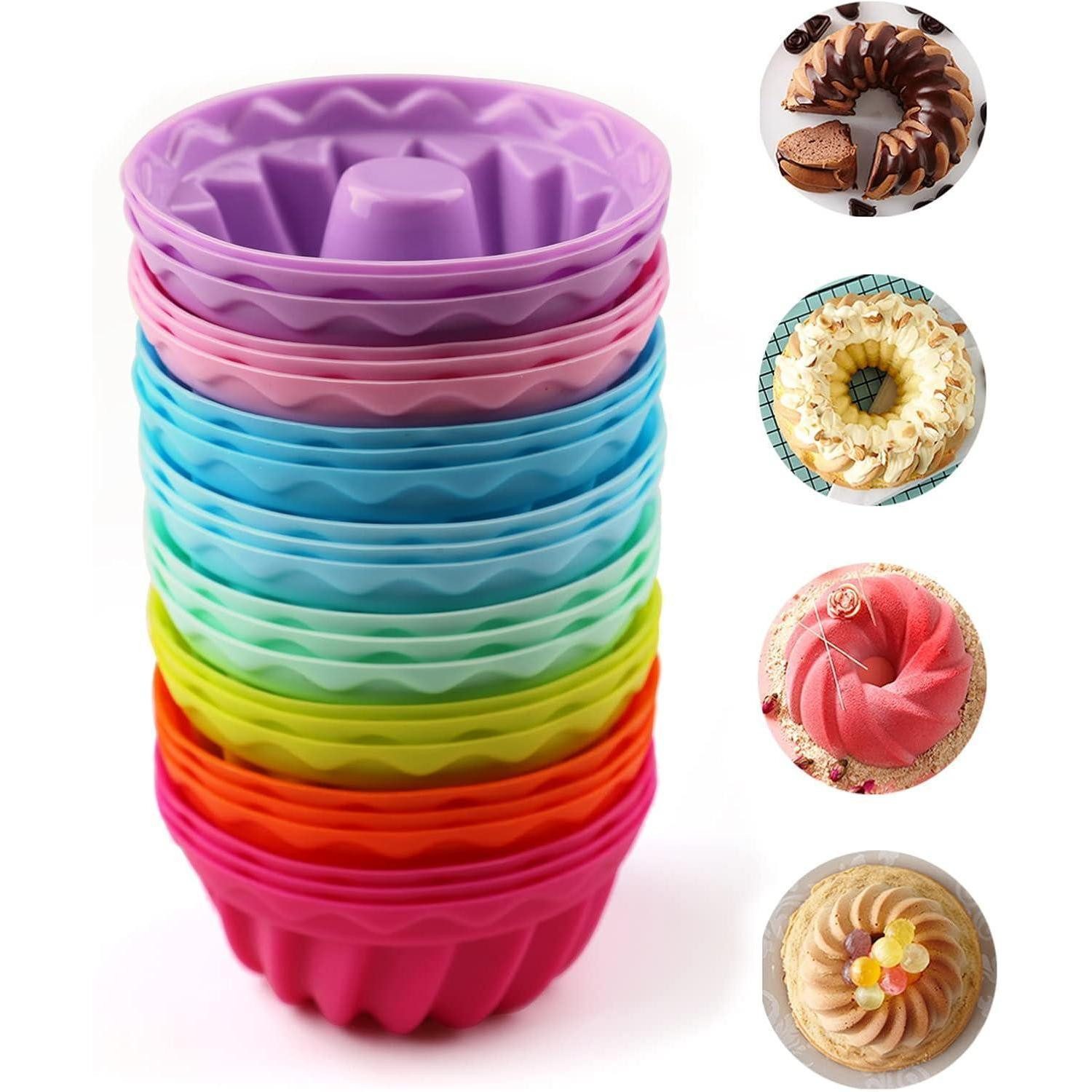 LuxusKollektion Gugelhupfform Mini Gugelhupfform Silikon 24 Stück Ø 6,5cm Höhe 3,5cm 8 Farben