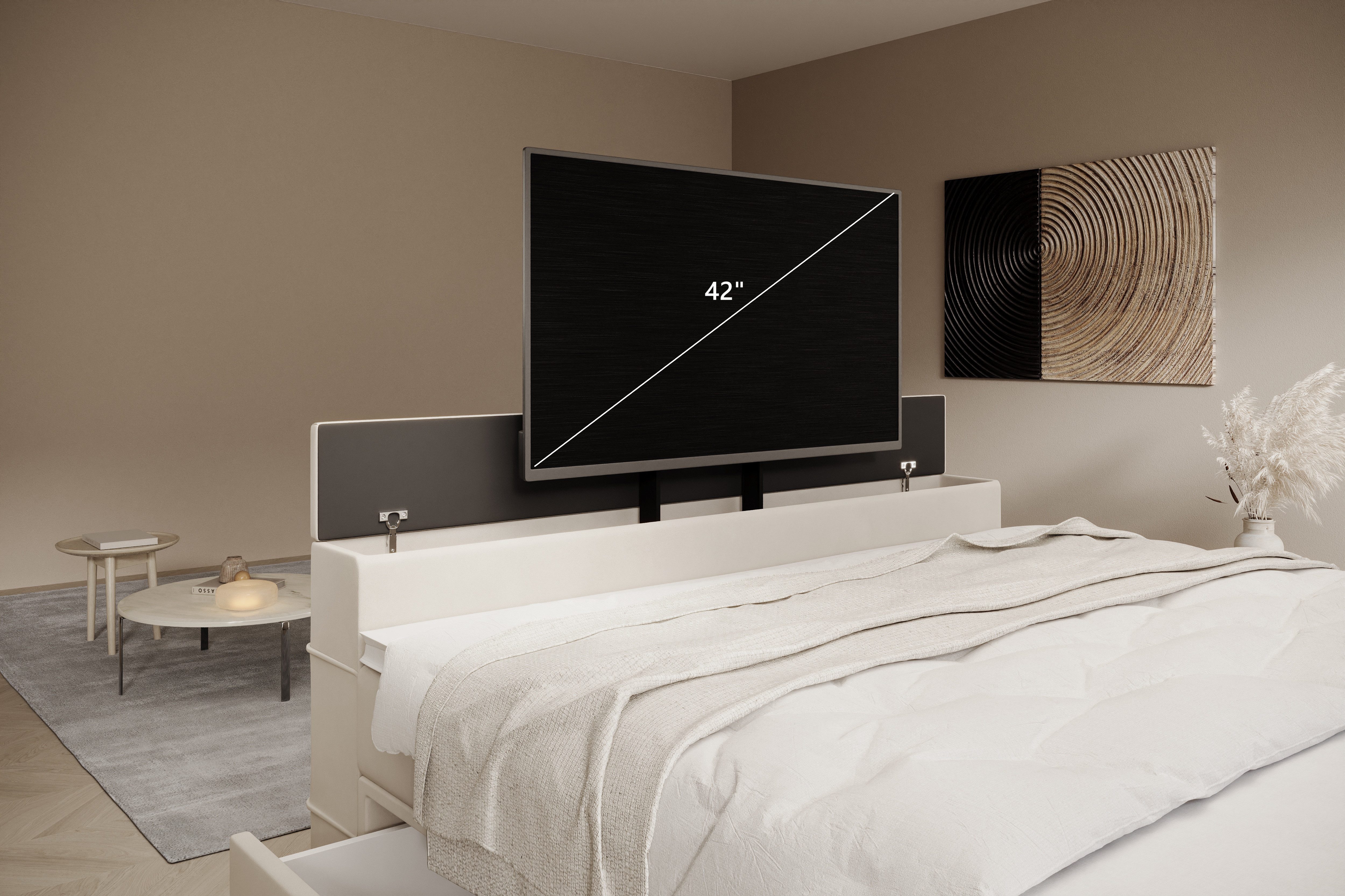 PROMETO Möbel Boxspringbett Doppelbett 180x200cm mit Matratze, Bettkasten TV-Lift LED Beleuchtung