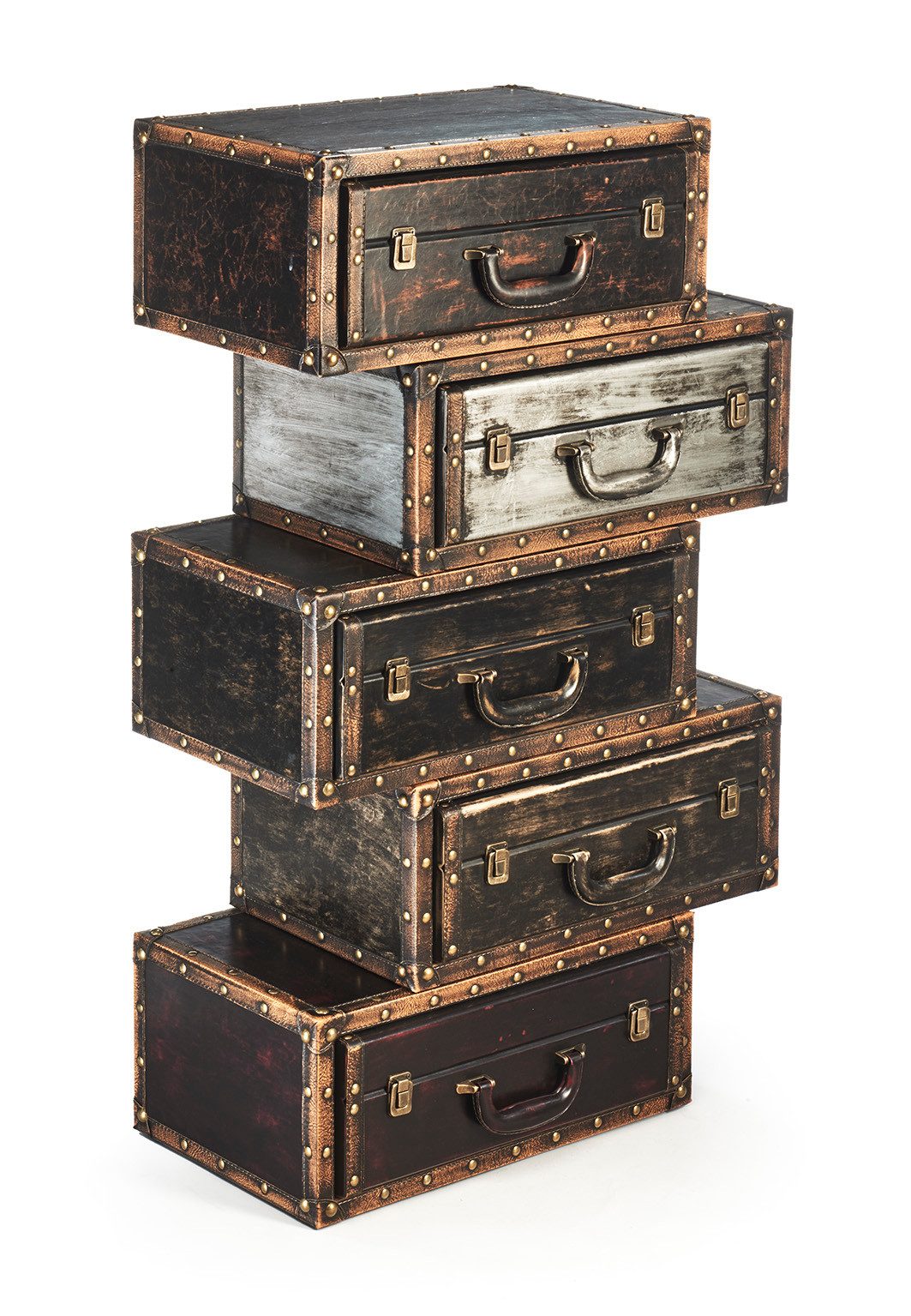 Kobolo Regal Kofferregal Kofferoptik braun 5 Fächer 60x31x102 günstig online kaufen