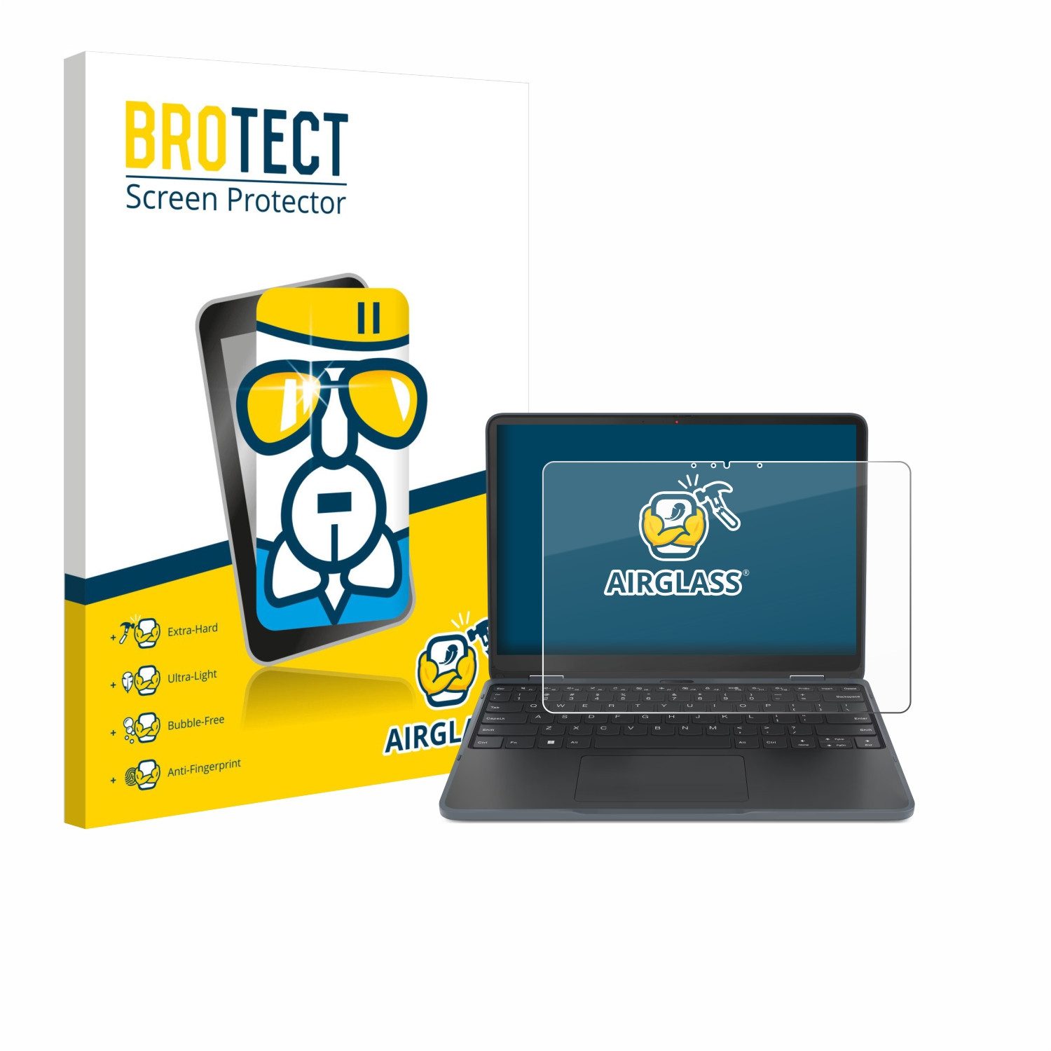 BROTECT Displayschutzglas Folie für Lenovo 500w Yoga Gen 4, Schutzfolie Glas Panzer Display Schutz klar