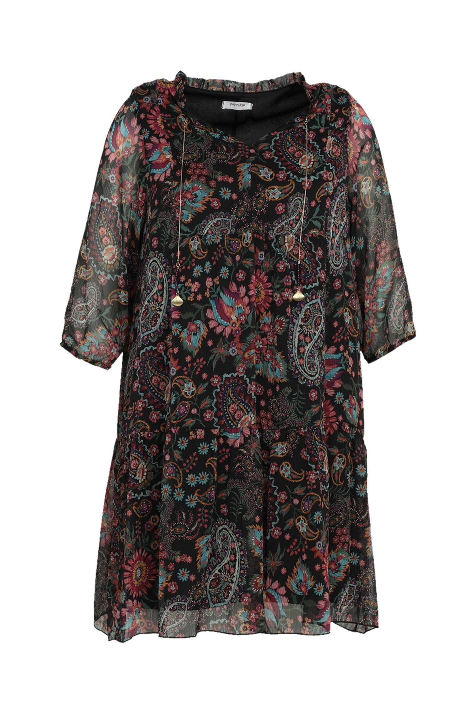 Paprika A-Linien-Kleid Kurzes Kleid Mit Blumenmuster Und Schmuckbesatz