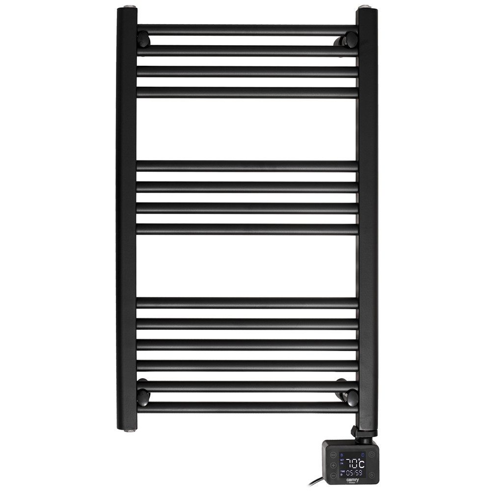 Camry Elektrischer Badheizkörper CR 7822 Wand-Handtuchheizkörper mit LED-Touchpanel, Timer, 14 Sprossen, Handtuchtrockner für Bad 5-6 m², IP24, schwarz