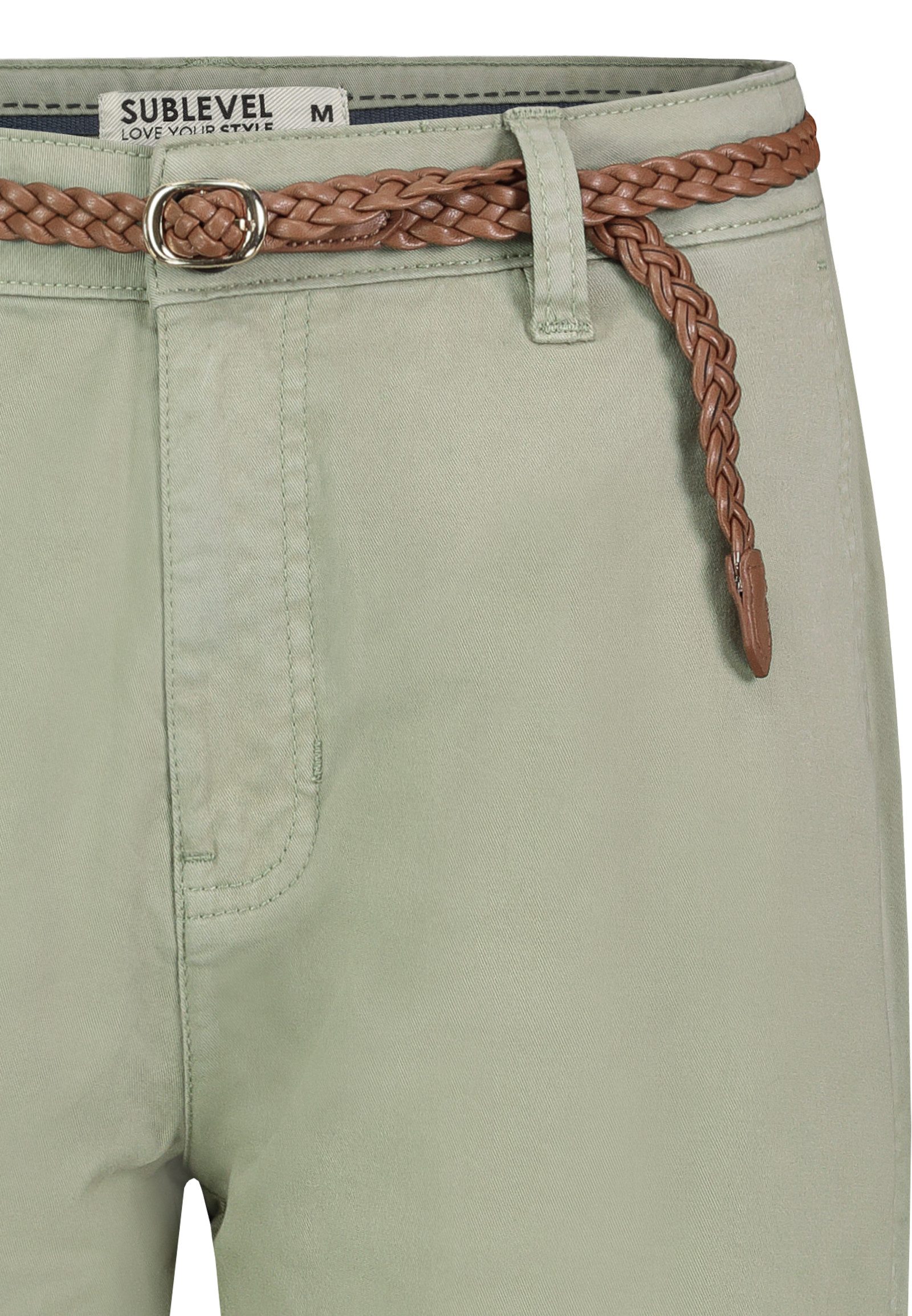 SUBLEVEL Stoffhose Damen Chino Hose mit Flechtgürtel Paspeltaschen, Flechtgürtel inklusive, Chino Hose