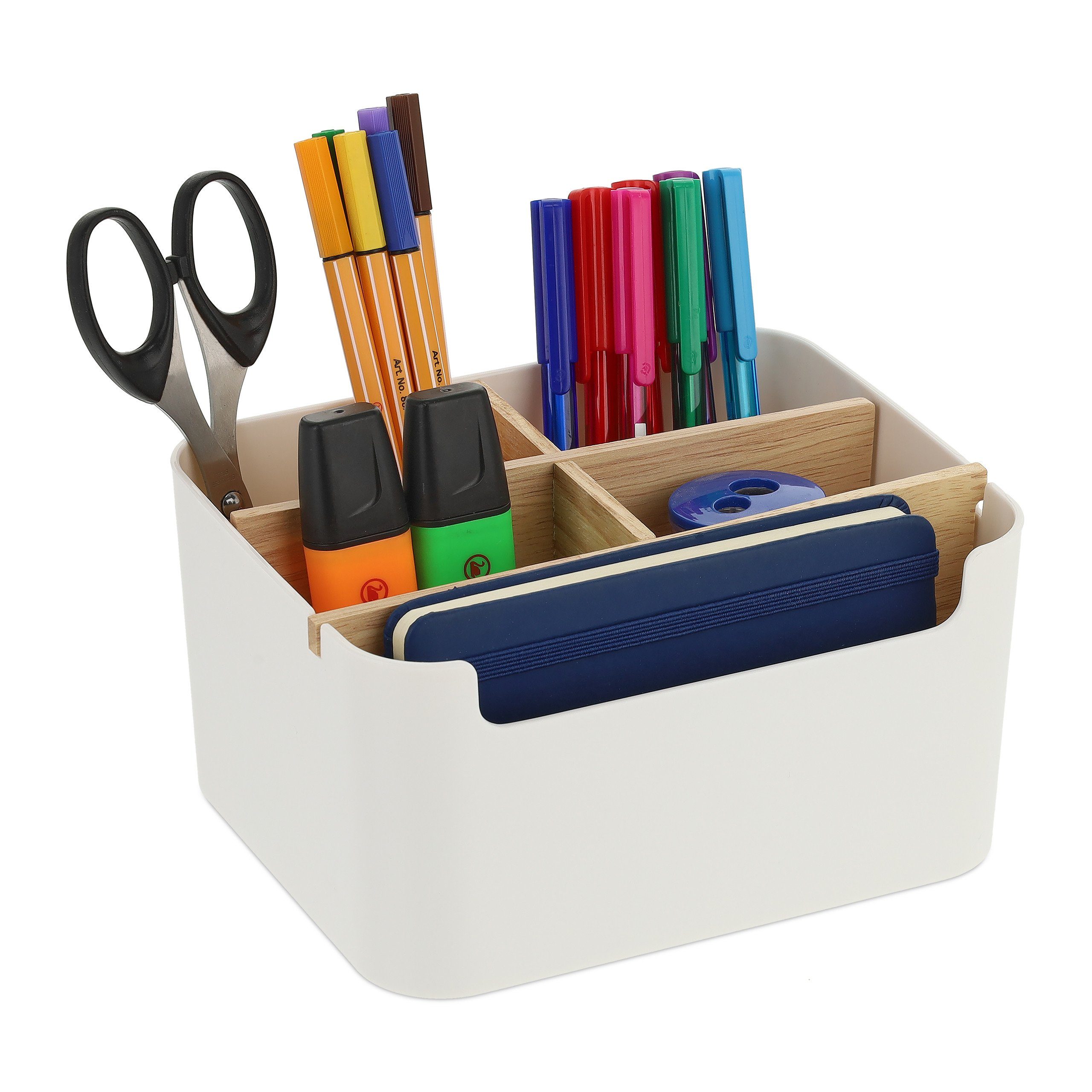 relaxdays Organizer Schreibtisch Organizer mit 5 Fächern, weiß