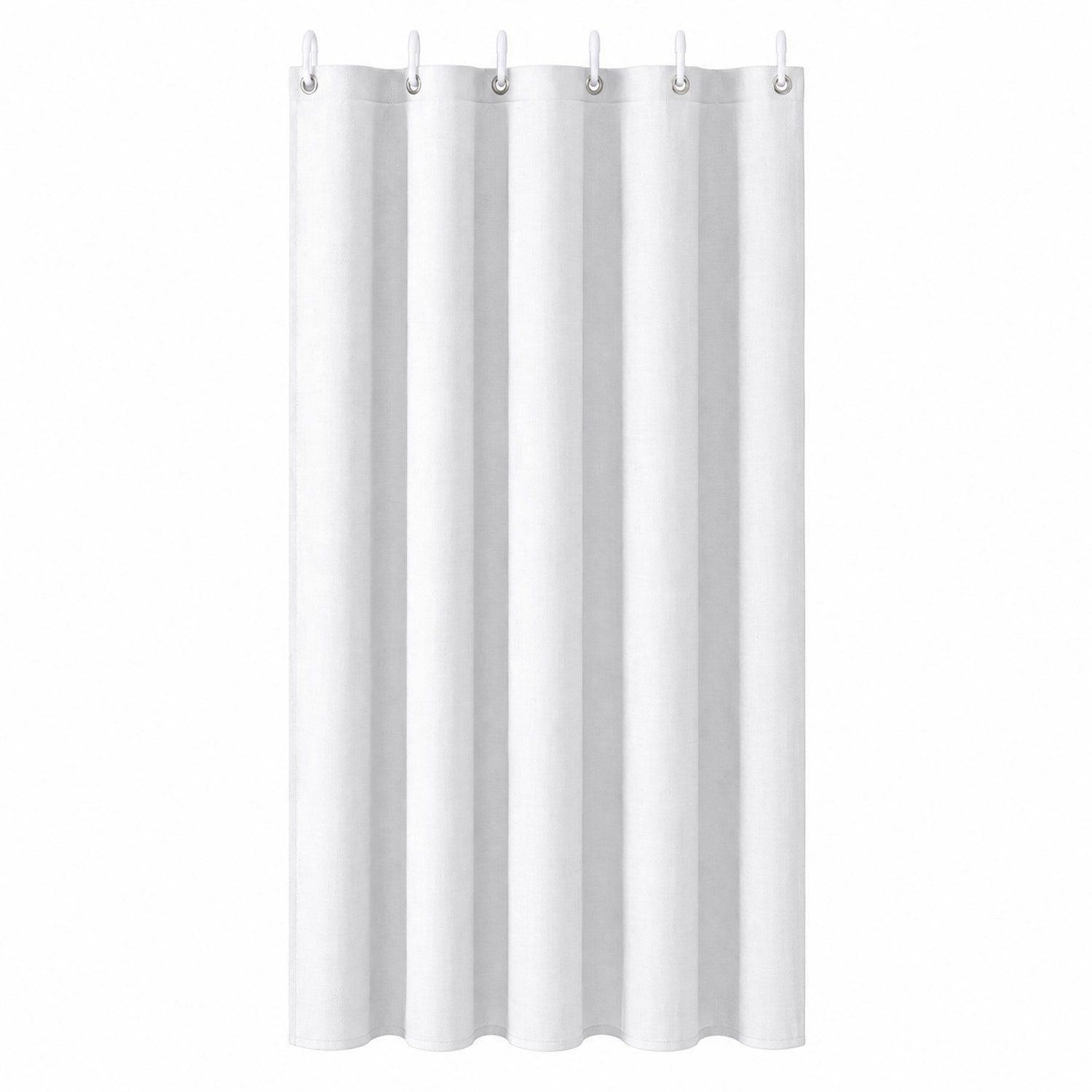 Sekey Duschvorhang Leinenoptik Textil Duschvorhang Waschbar Badewannenvorh inkl. Haken Breite 90 cm (Packung, inkl. 8 Ringe), wasserabweisend, Wannenvorhang, Beschwerter Saum, 90x180cm Weiß von Sekey