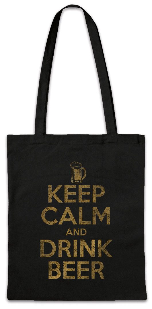 Beuteltasche Keep Calm And Drink Beer Stofftasche Hoppy Happy Life Bier Brauer