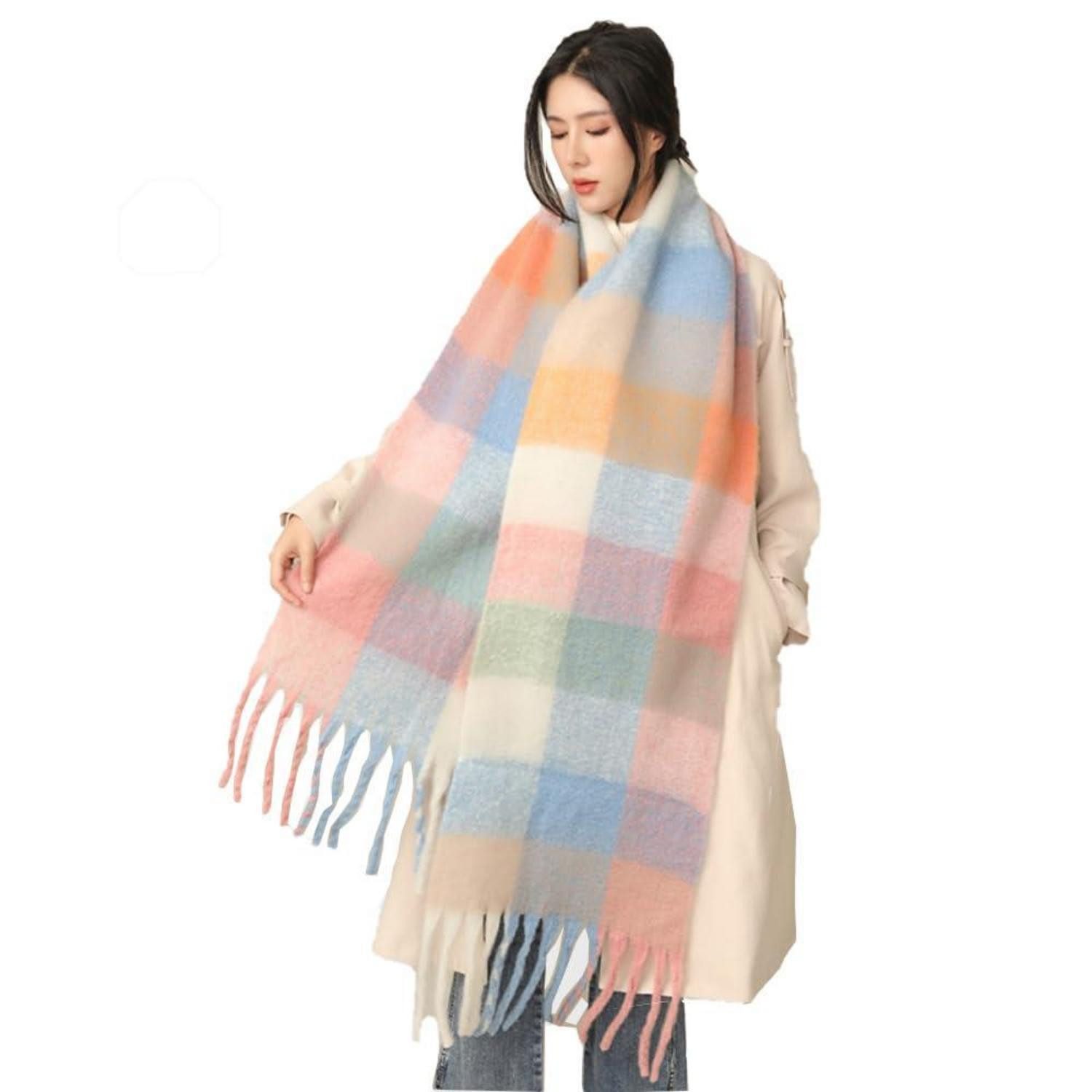 LuxusKollektion Strickschal Schal Damen Karo Mehrfarbig Strickschal Warm Oversized