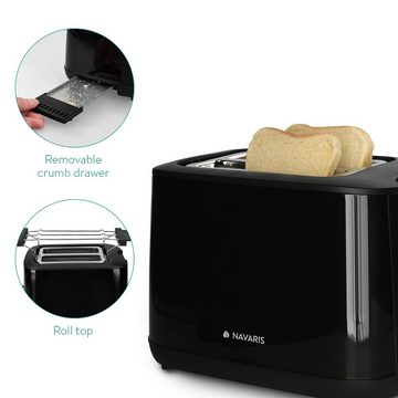 Navaris Toaster Doppelschlitz-Toaster mit Brötchenaufsatz - 6 Stufen