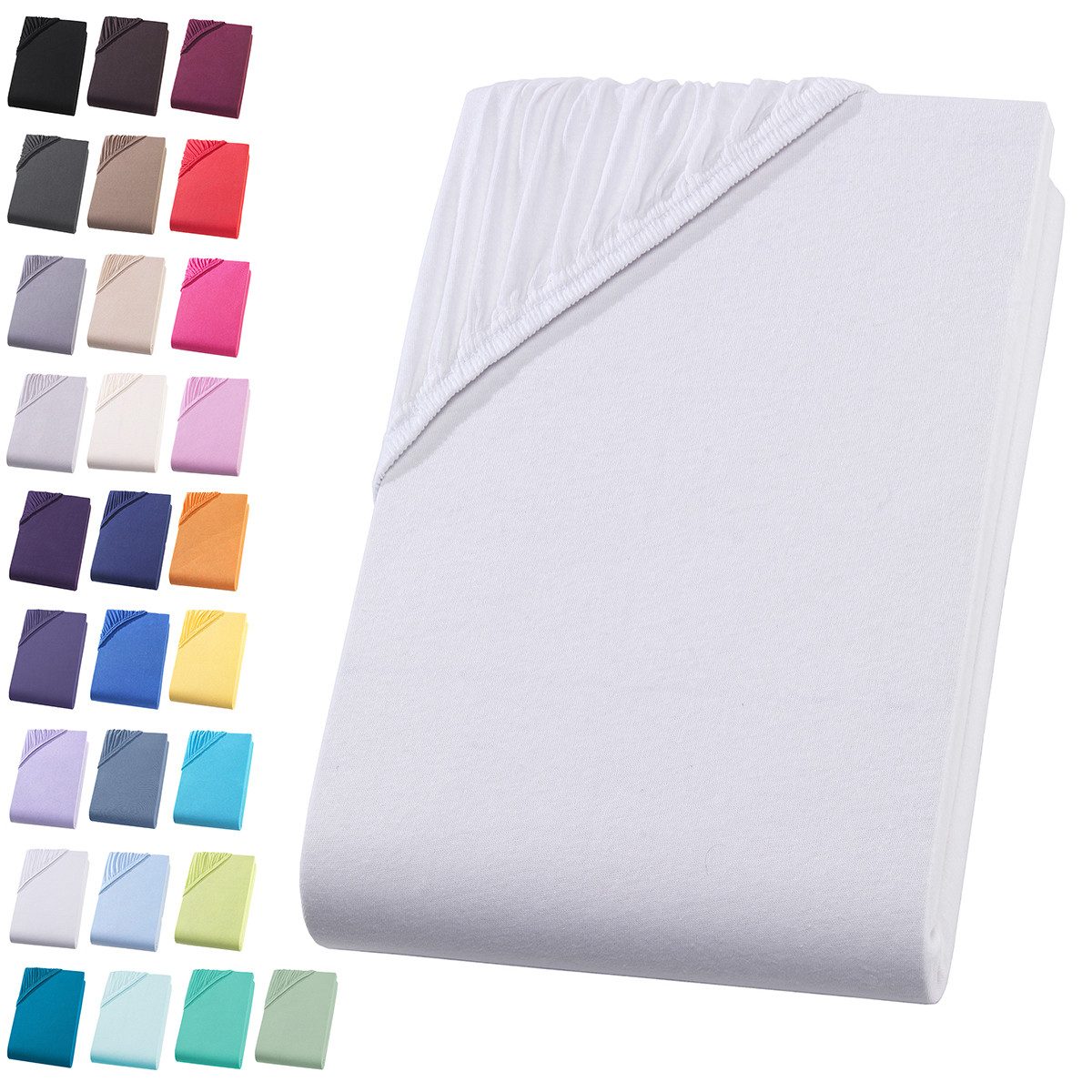 Visaggio Spannbettlaken Jersey aus 100% Baumwolle Boxspringbett / Wasserbett Spannbetttuch, Jersey, Gummizug: rundum, Spannbettlaken, für Matratzenhöhen bis 32 cm, Steghöhe 40 cm