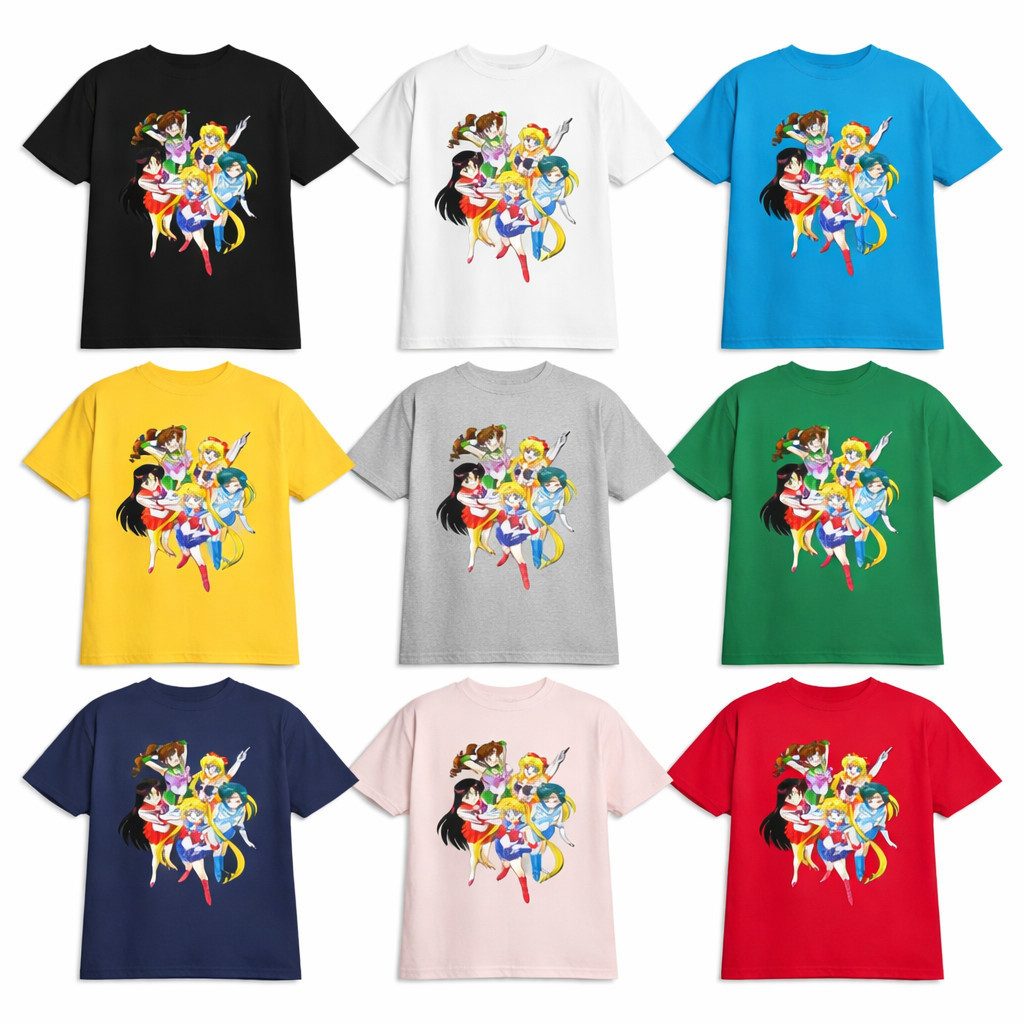 T-Shirt Mädchen Kinder Fun Comic Sailor Moon Friends Anime Manga