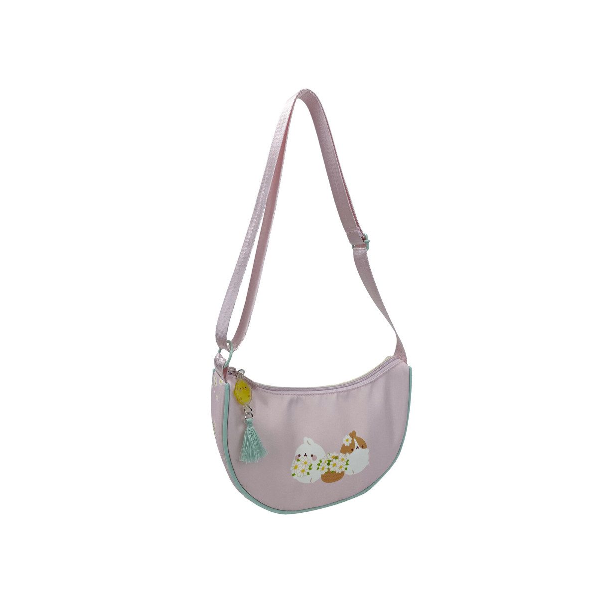 CyP Brands Schultertasche Molang Blossom Half Moon Multipositionstasche Schultertasche 25 cm