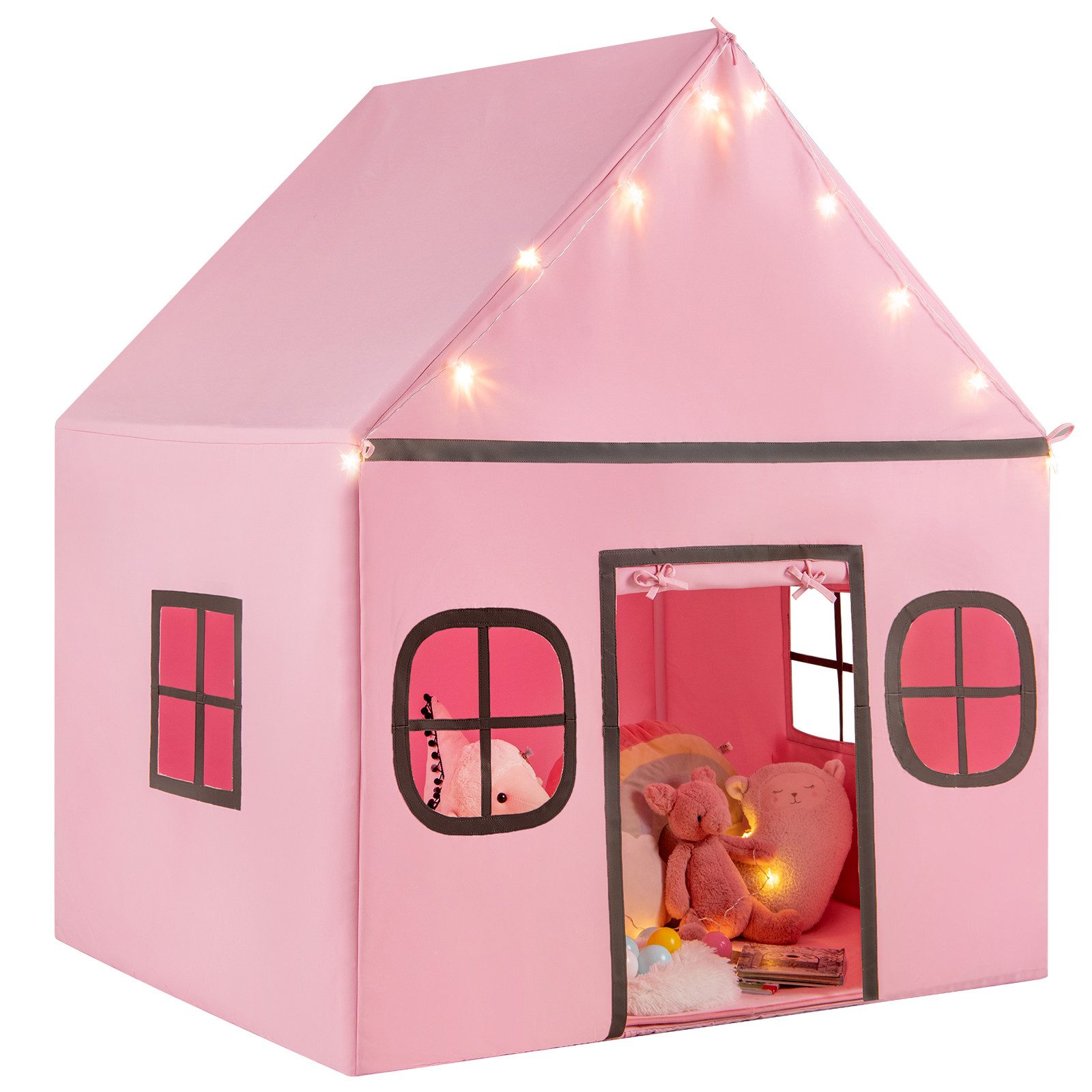 KOMFOTTEU Spielzelt Kinderspielzelt mit Matte und Sternlichtern