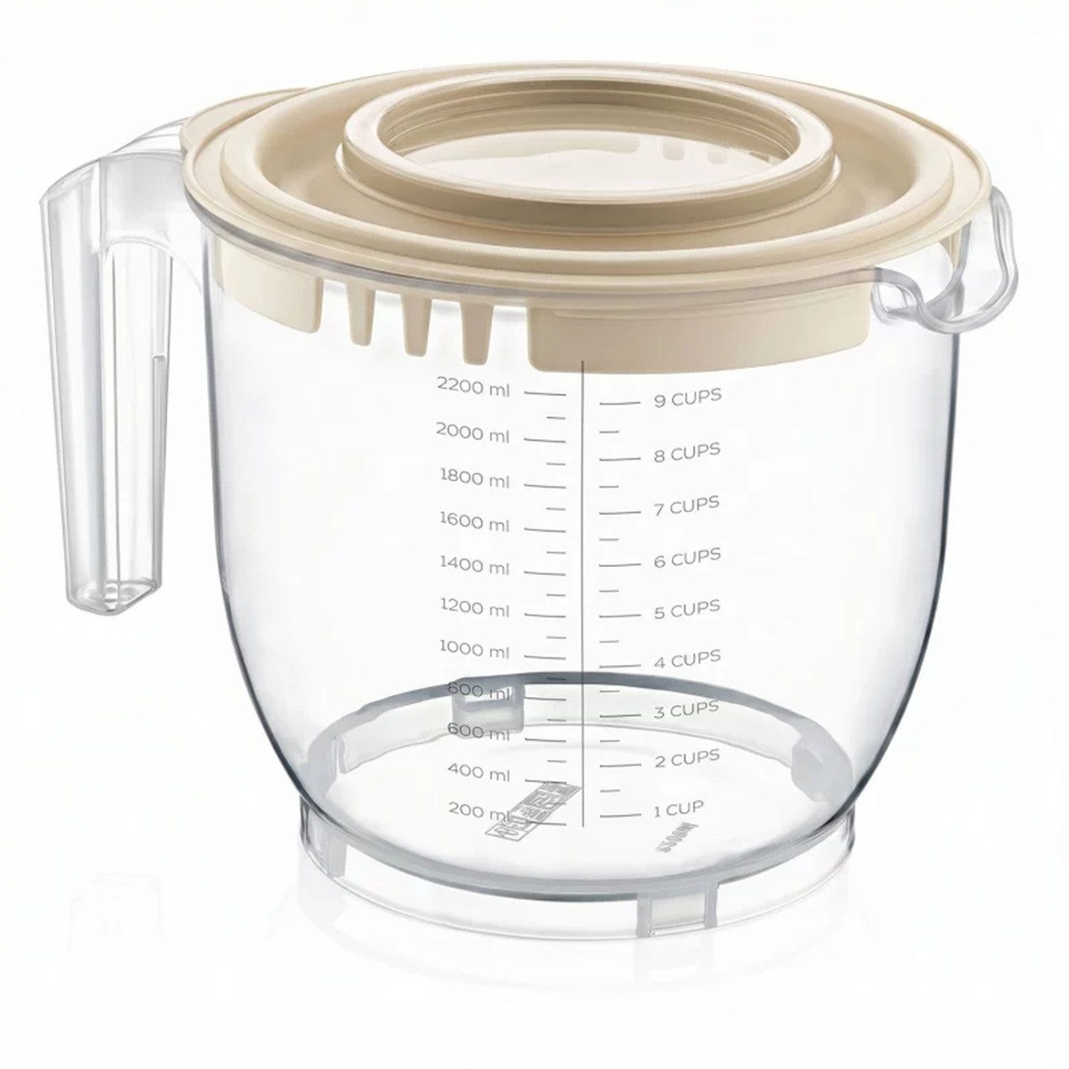 B-Home Messbecher 2-in-1 Messbecher & Rührschüssel, mit Deckel 2200 ml, für Backen und Kochen