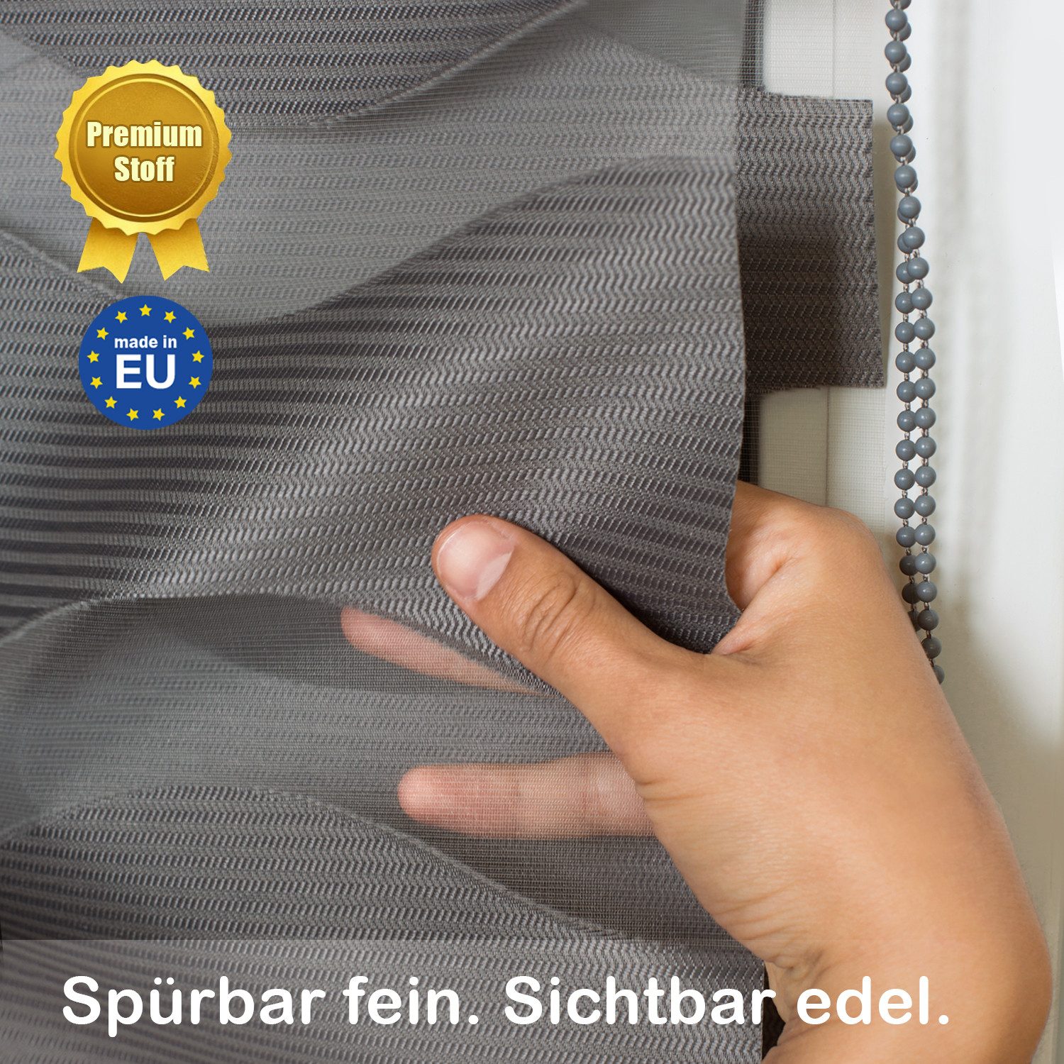 Doppelrollo Klemmfix "Wave" Duo-Rollo ohne Bohren, DomDeco, Klemm- oder Schraubmontage, Klemmbar, Kettenzug, ohne Bohren, Sicht- und Blendschutz – Bild 5 von 5
