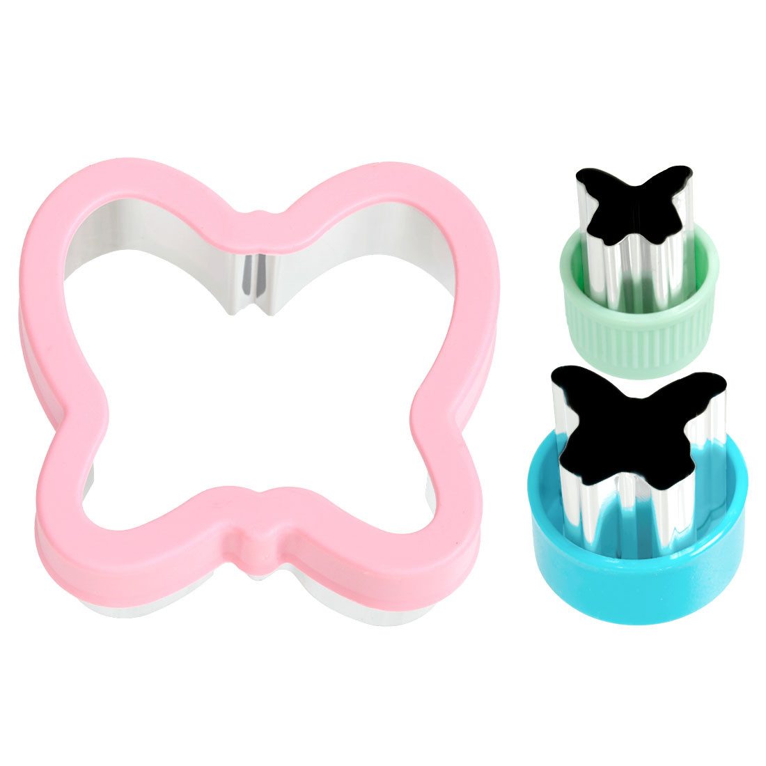 LEKKABOX Ausstechform 3er Set Schmetterlinge - Metall Ausstecher für Gemüse Obst Plätzchen, Ideal zum Ausstechen von Käse, Obst, Gemüse, Plätzchen & Co.