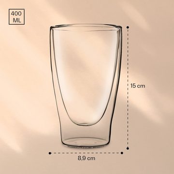 Feelino Thermoglas DUOS doppelwandiges Glas 400 ml inkl. Löffel, Glas