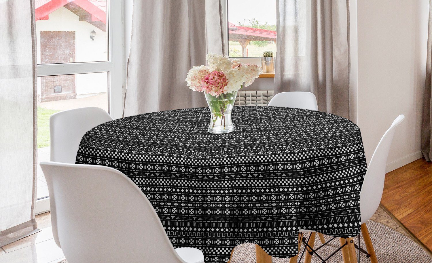 Abakuhaus Tischdecke Kreis Tischdecke Abdeckung für Esszimmer Küche Dekoration, Mudcloth Winkel