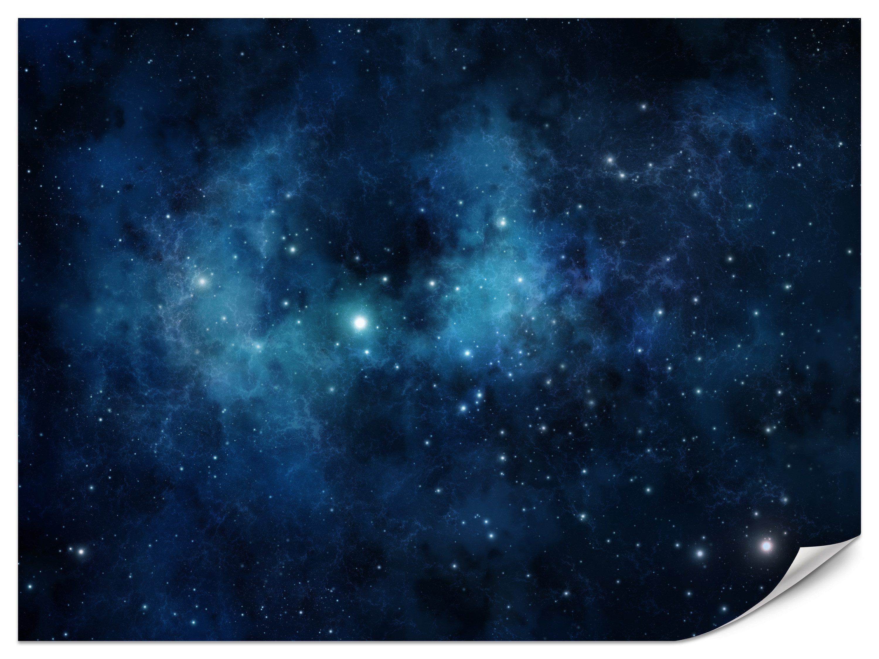 Muralo Fototapete Vliestapete - Tiefer Sternenhimmel in dunklen Blautönen, Glatt, Grafisch, (Packung, 1 St., 100x70 cm), Kleber im Set, 3D-Optik, Ins Schlafzimmer