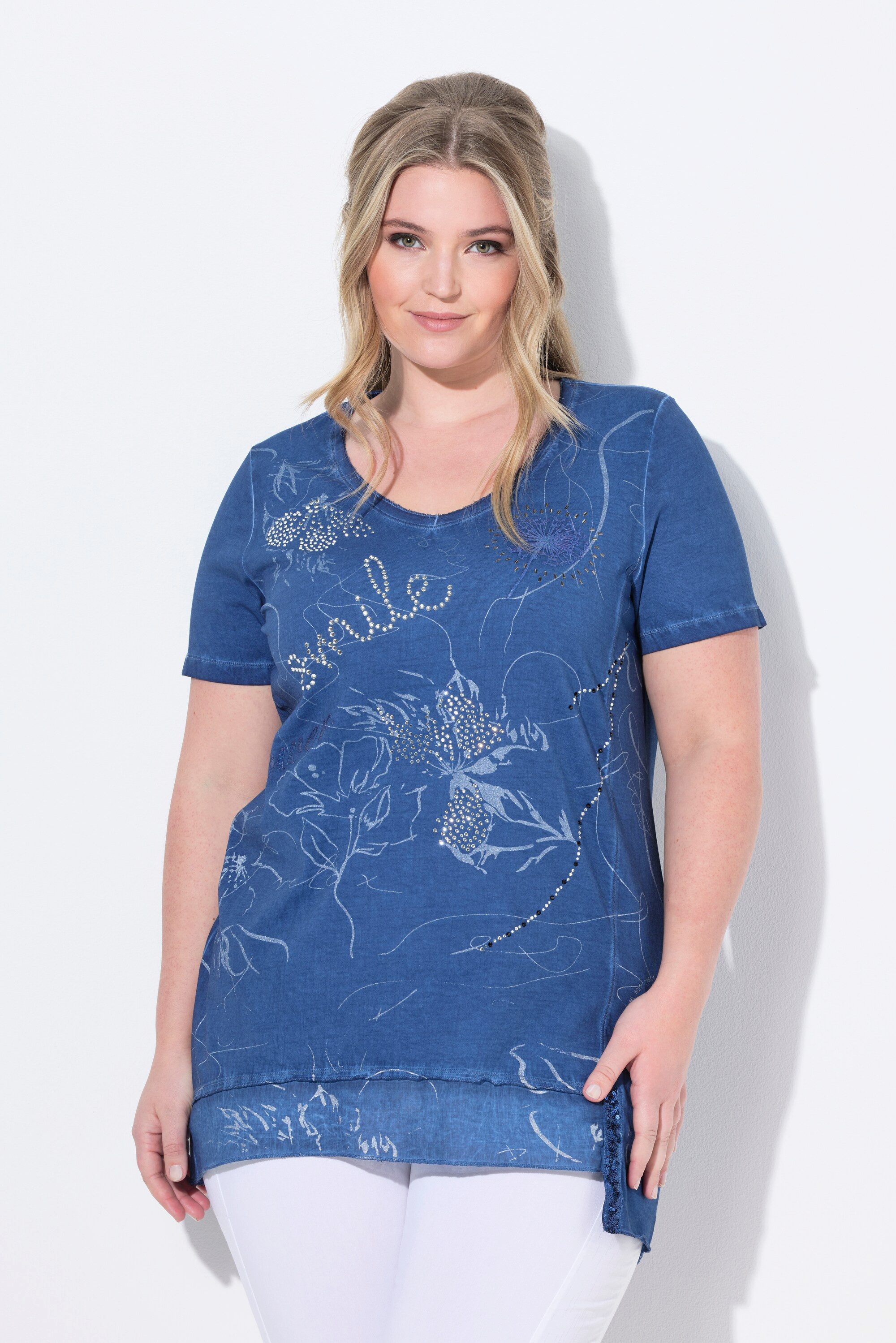 MIAMODA T-Shirt T-Shirt floraler Druck Saum günstig online kaufen