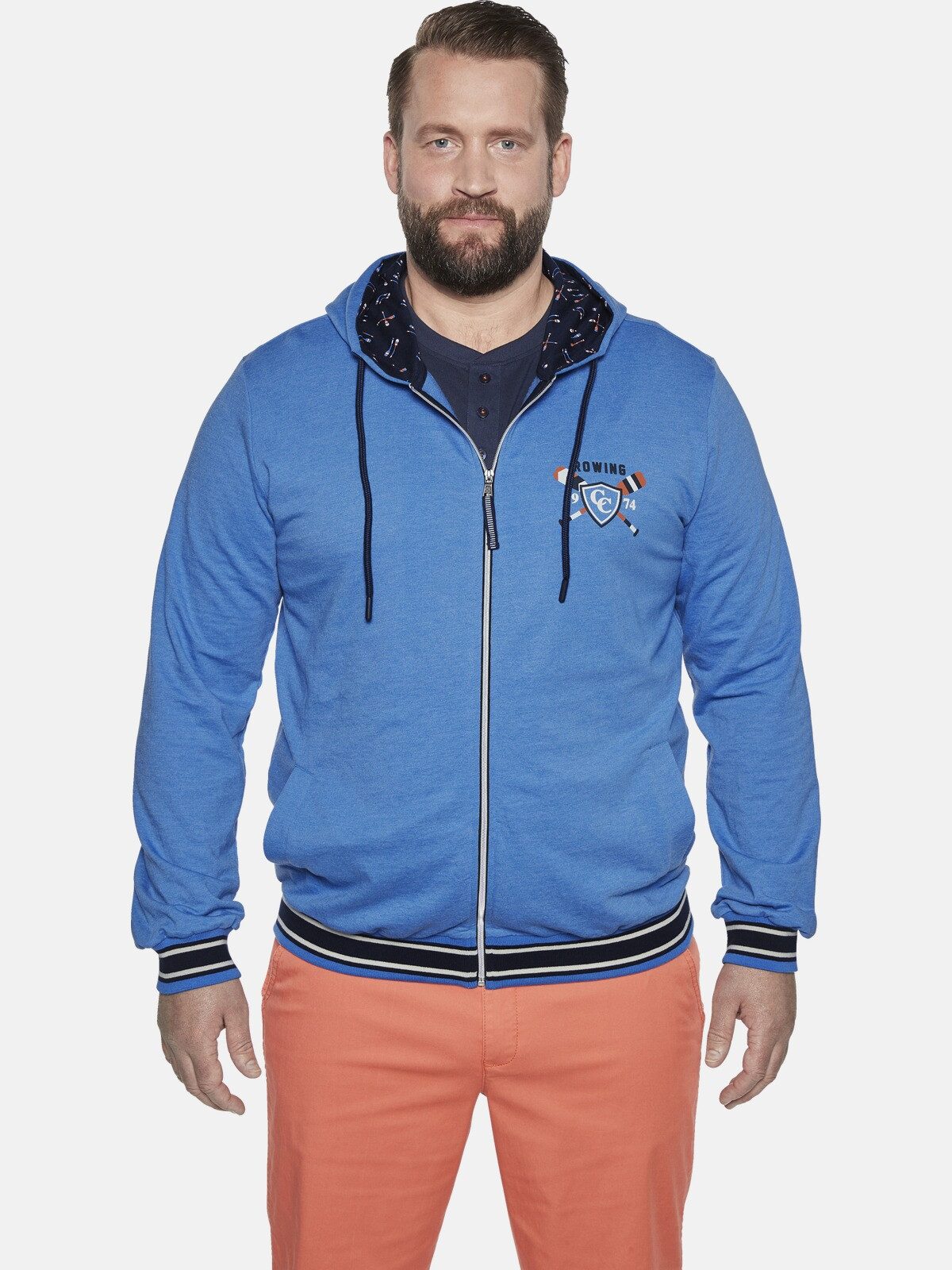 Charles Colby Kapuzensweatjacke DUKE EDMUND mit kontrastfarbener Kapuze