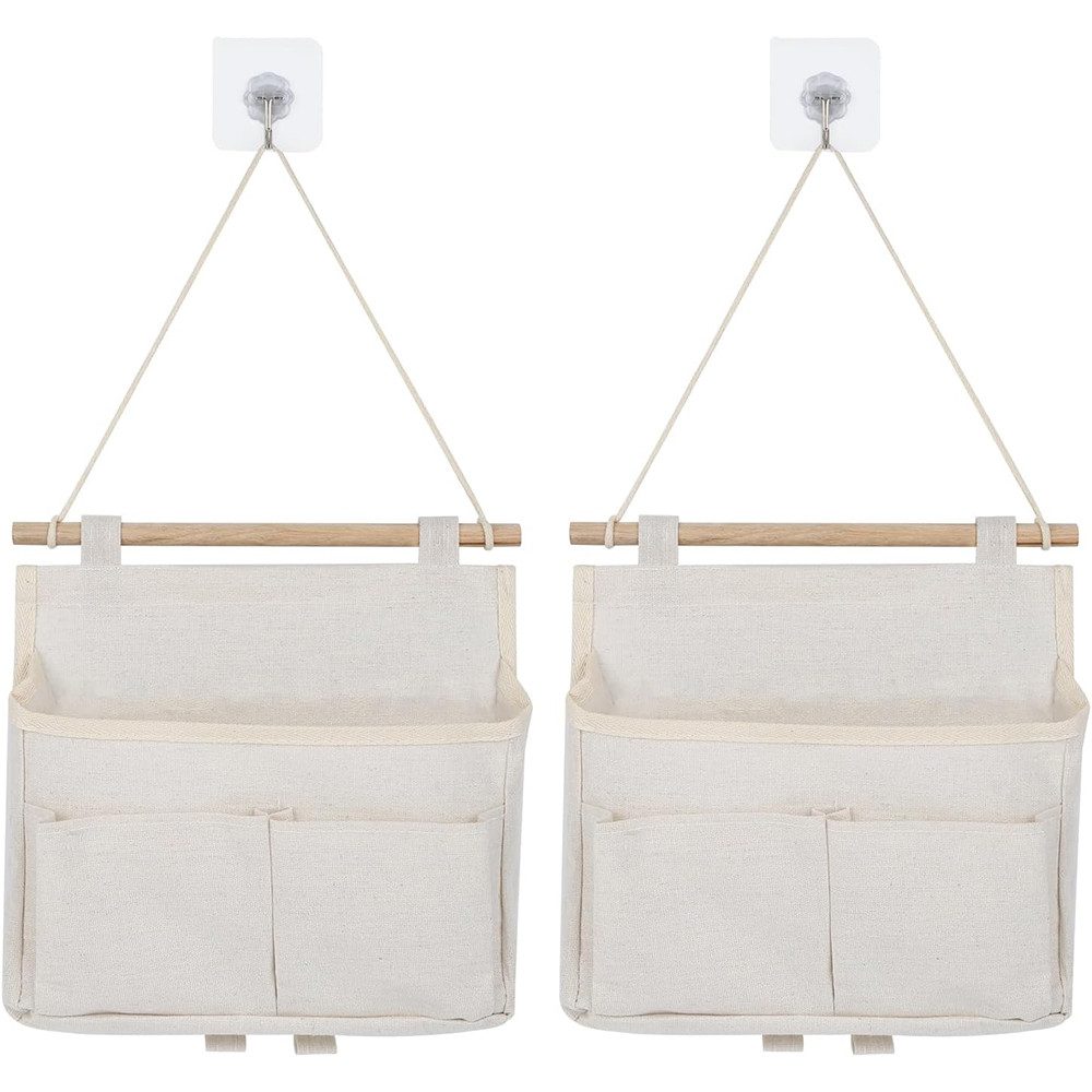 TUWENA Hängeaufbewahrung 2 Stück Hängeorganizer mit 2 Haken, Wasserdicht Hängeaufbewahrung, Hohe Kapazität Zusammenbaubar, Faltbarer Hängeregal Wandkorb