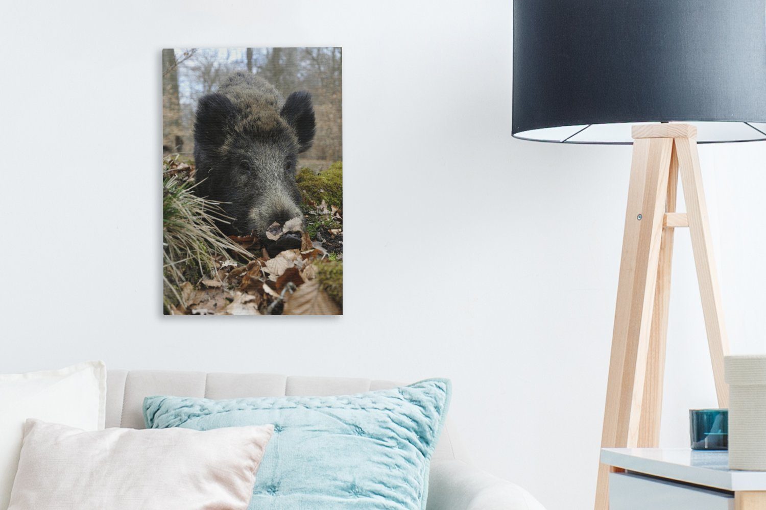 St), - Leinwandbild cm Leinwandbild Zackenaufhänger, Wald OneMillionCanvasses® fertig Wildschwein Tier, 20x30 (1 Gemälde, bespannt - inkl.