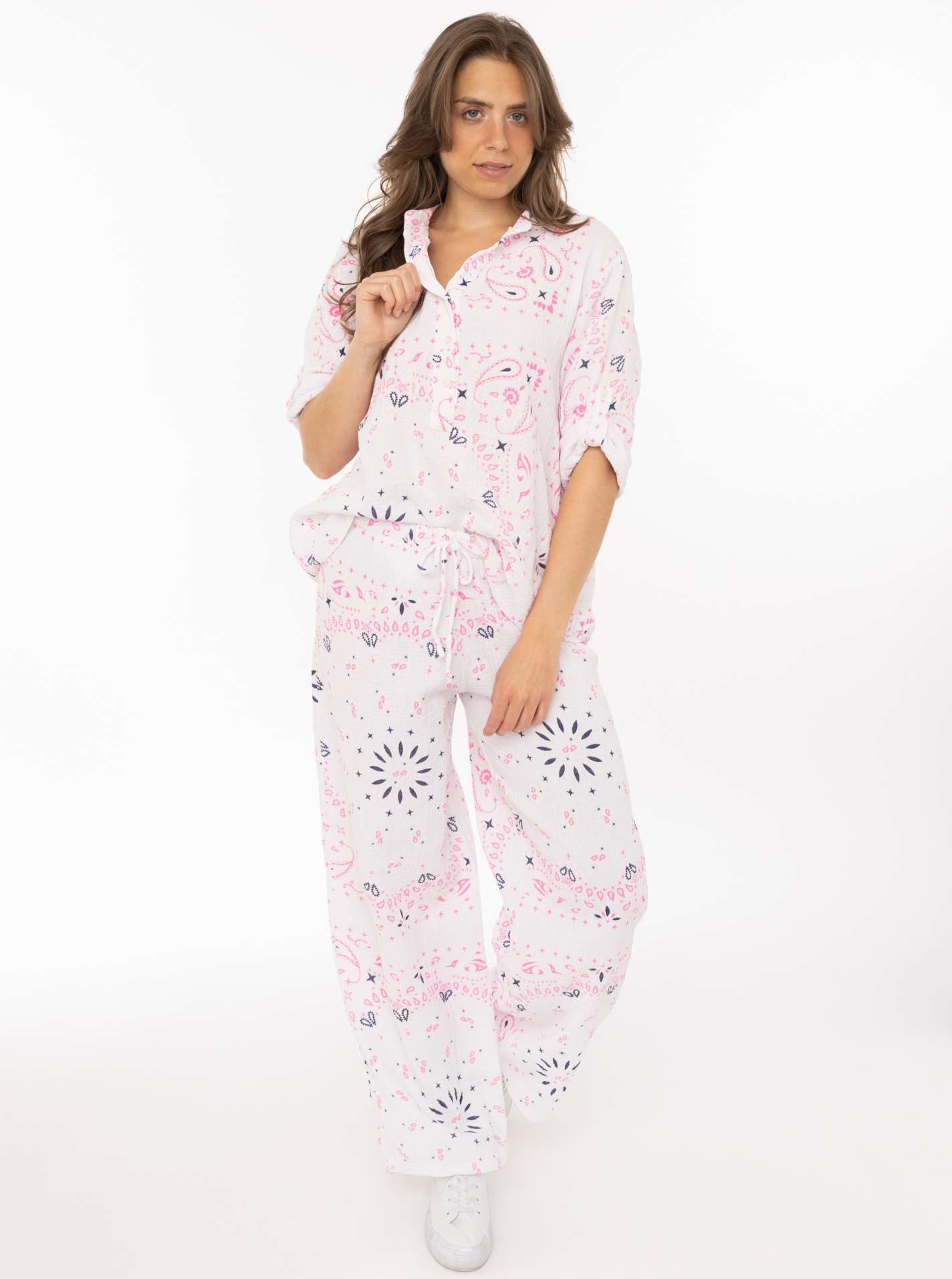 Zwillingsherz Stoffhose "Paisley Dreams" Paisley Muster, elastischer Bund mit Kordel, Musselin