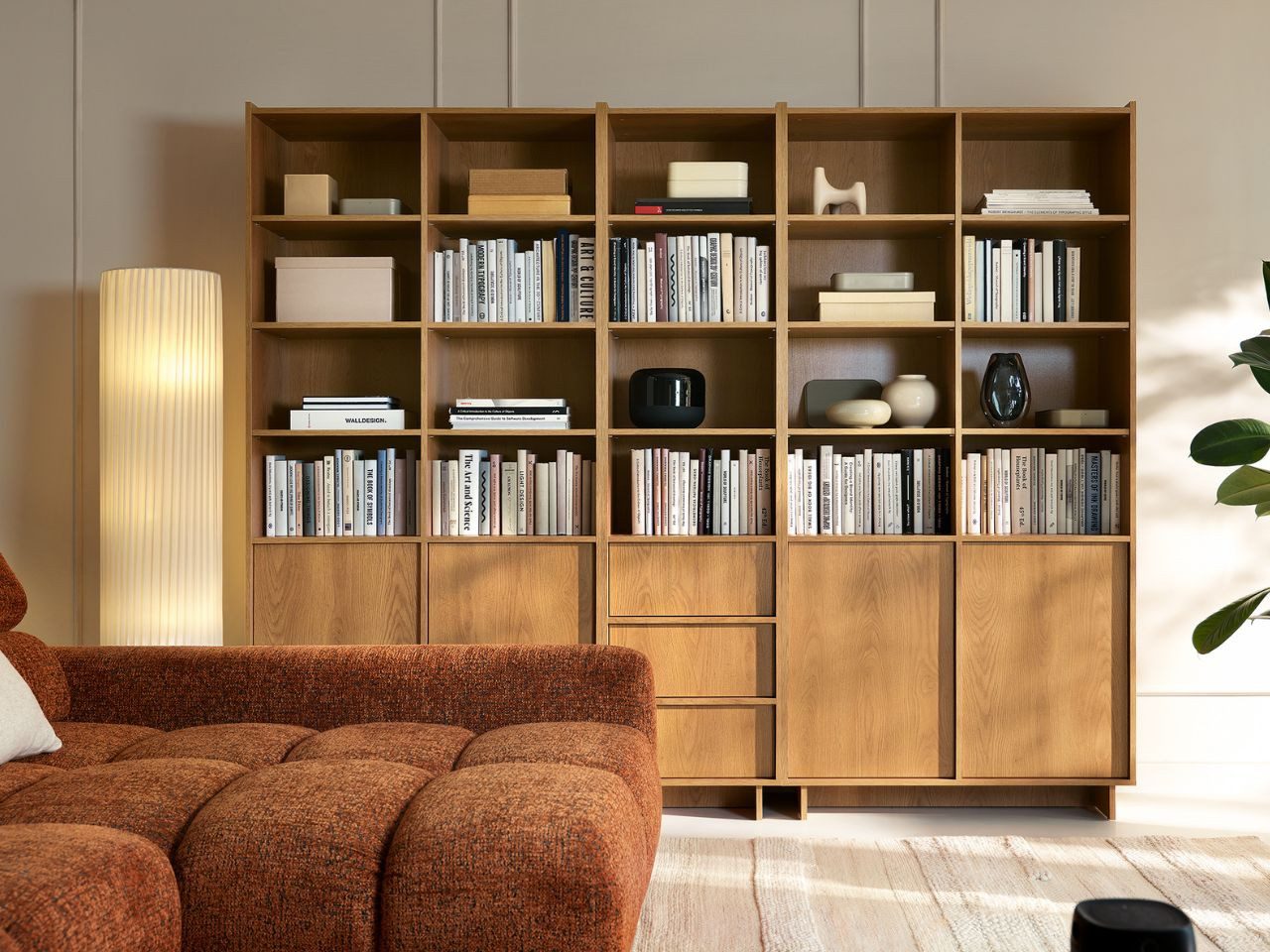 GrainGold Bücherregal Azumi, Set, Standregal, mit Push-to-open, mit Schubladen, mit Türen