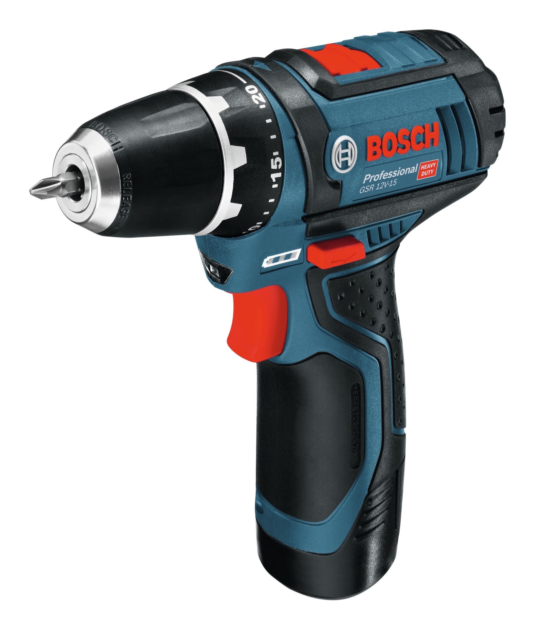 BOSCH Akku-Bohrschrauber GSR 12V-15, 12 V, Mit 2x Akku 2 Ah & Handwerkzeuge - im Karton