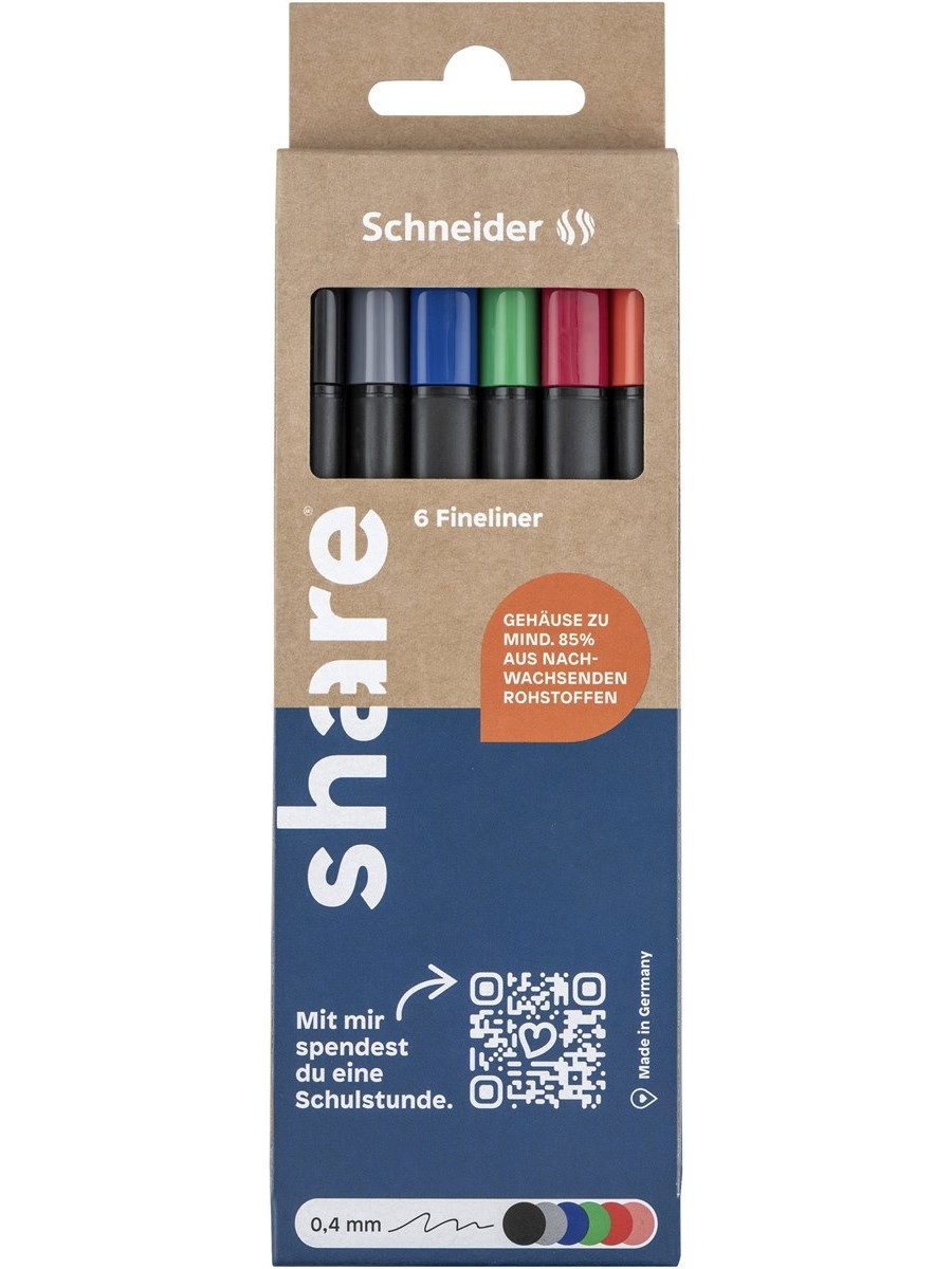edding Fineliner Fineliner Set 6er ergonomische Dreiecksform 0 4 mm, Gummierte ergonomische Dreiecksform