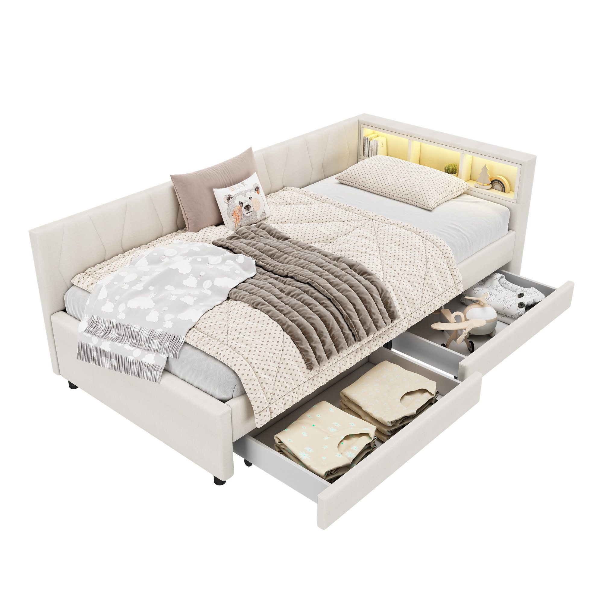 OKWISH Polsterbett Schlafsofa Stauraumbett Daybett, Kinderbett günstig online kaufen