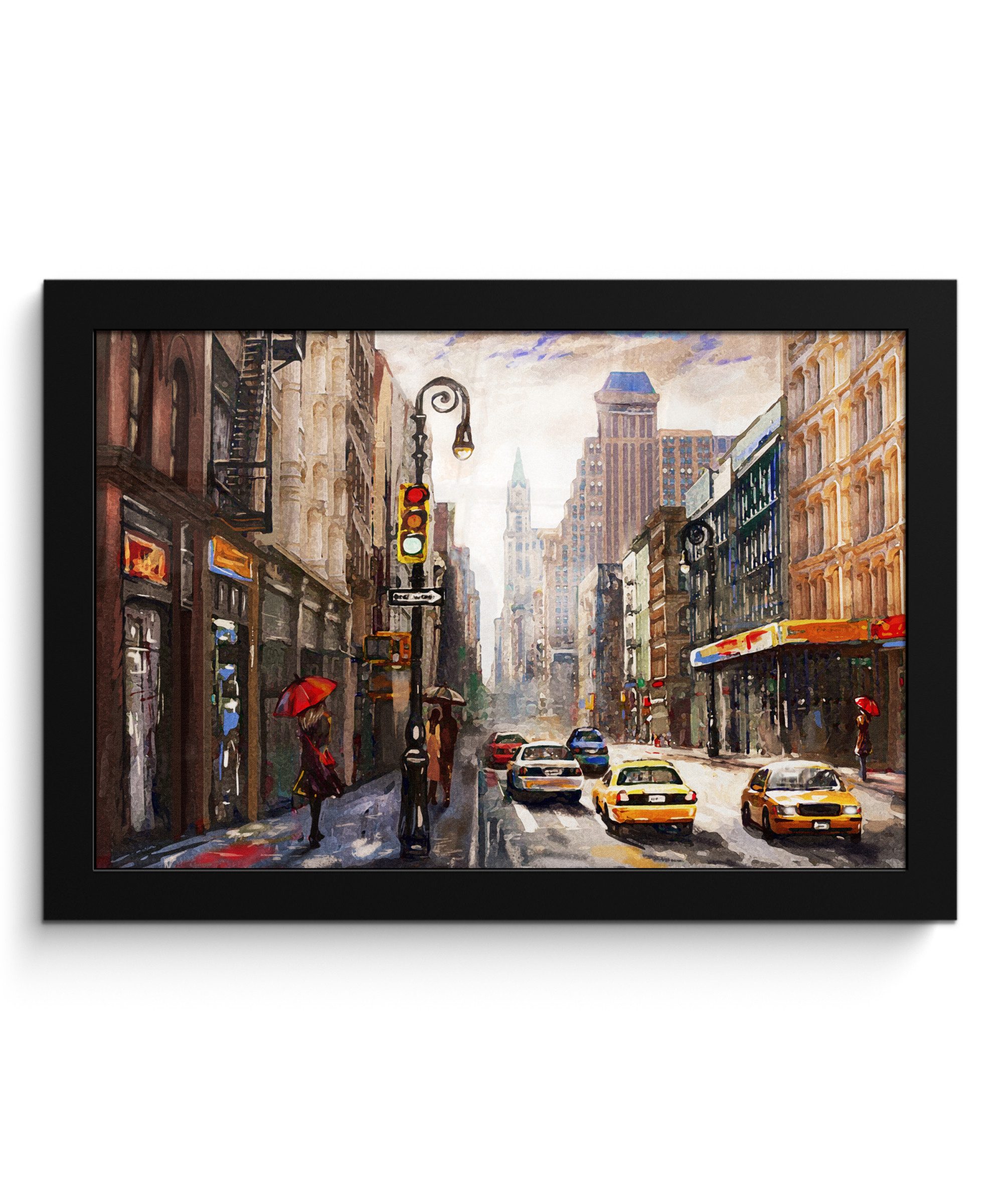 MuchoWow Poster Kunstdrucke - Stadt - Auto - Öl, (1 St), Wandbilder, Deko Wohnzimmer Schlafzimmer, 30x20 cm