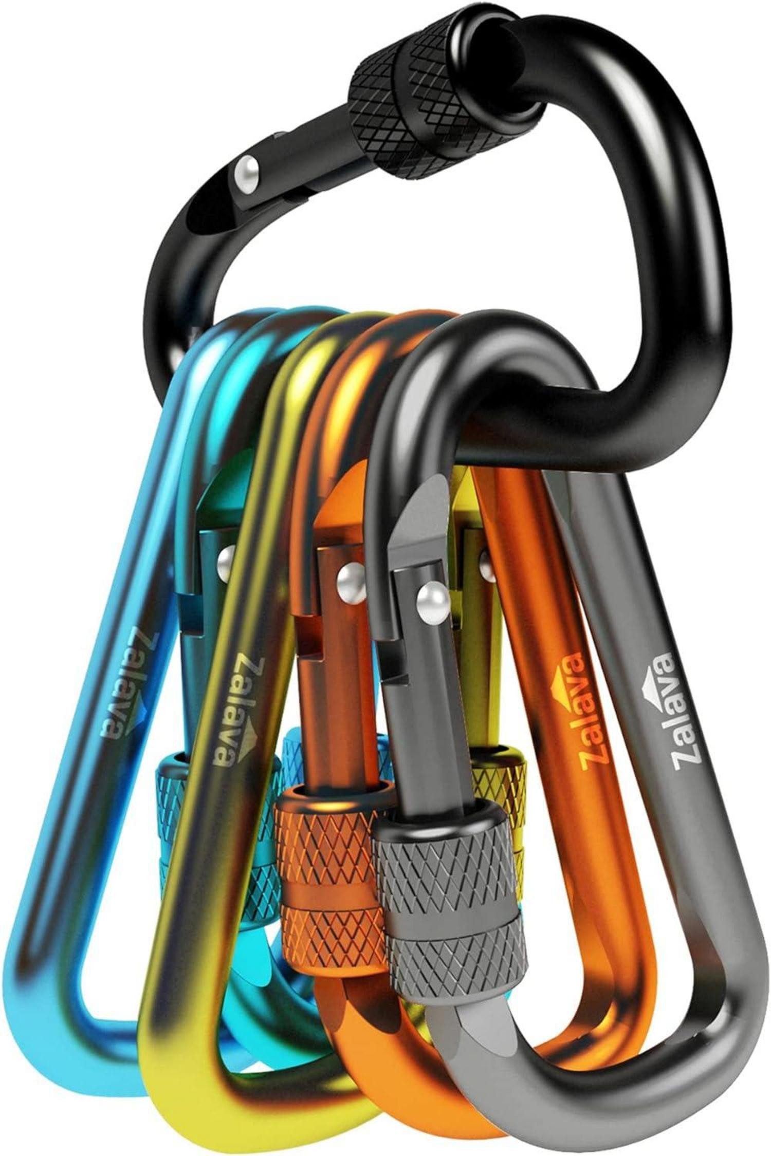 Patches Mini Karabiner Schlüsselanhänger 6er Set Aluminium 6cm Camping Angeln