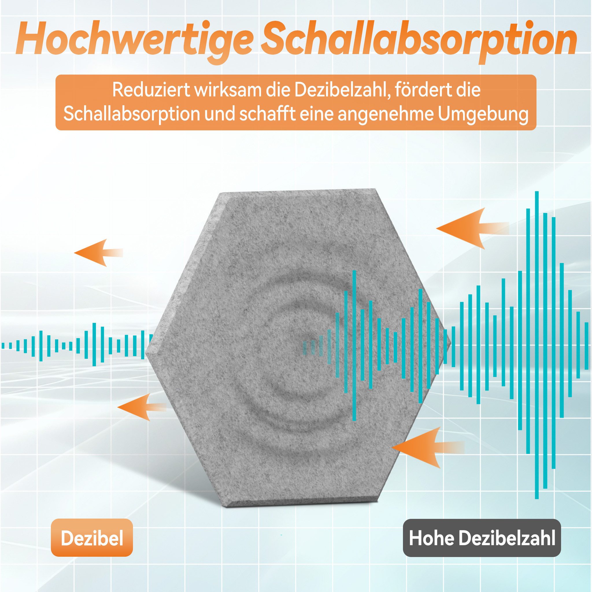 FIVMEN Wandpaneel Akustikpaneele Wand Selbstklebend Schalldämmung 3D Wandverkleidung, Akustik Schwarz/Weiß/Hellgrau 12er/set Polyesterfaser