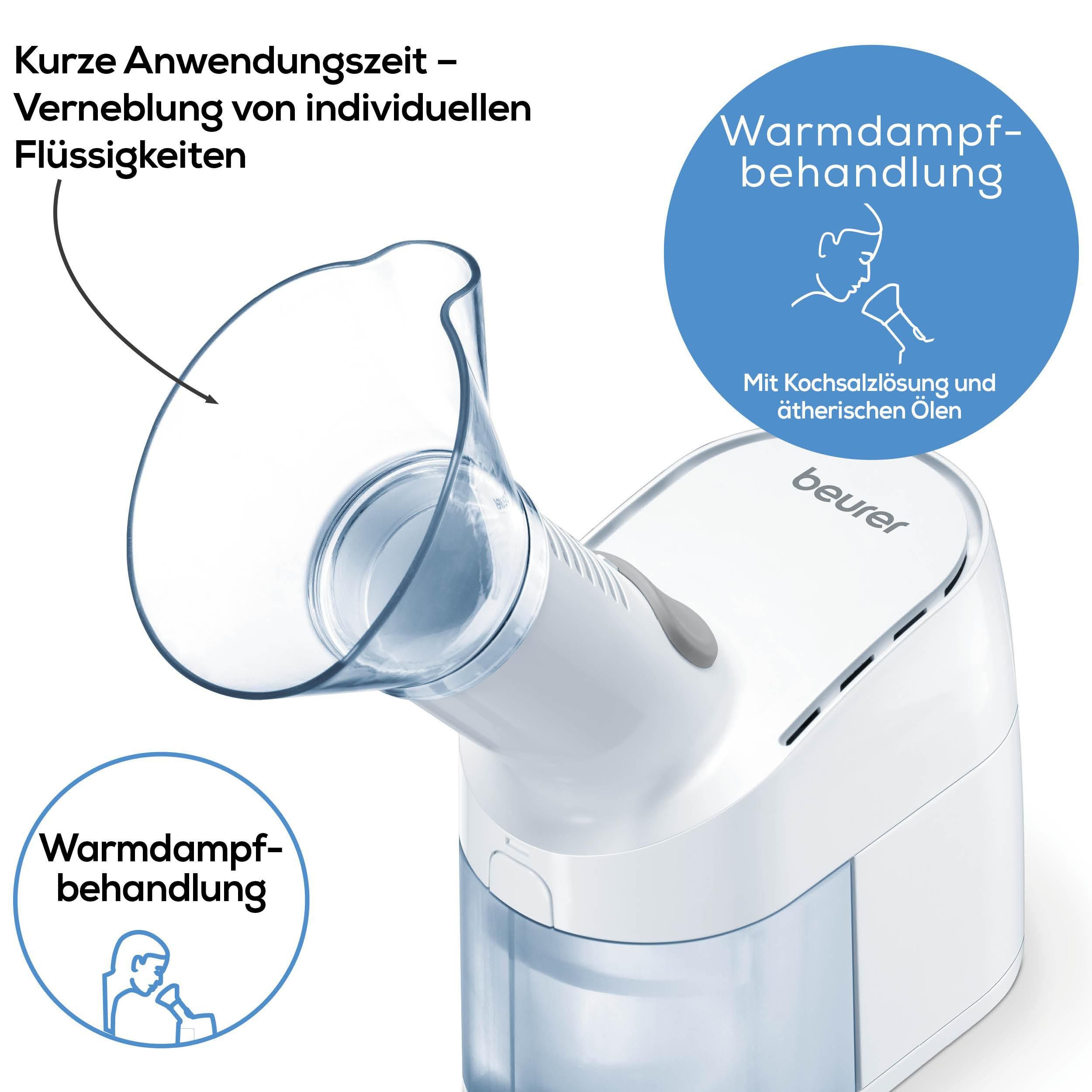 BEURER Inhalationsgerät SI 40, Warmdampfbehandlung bei Erkältungen mit dem Dampfvernebler, Einfache & hygienische Reinigung durch abnehmbare Elemente