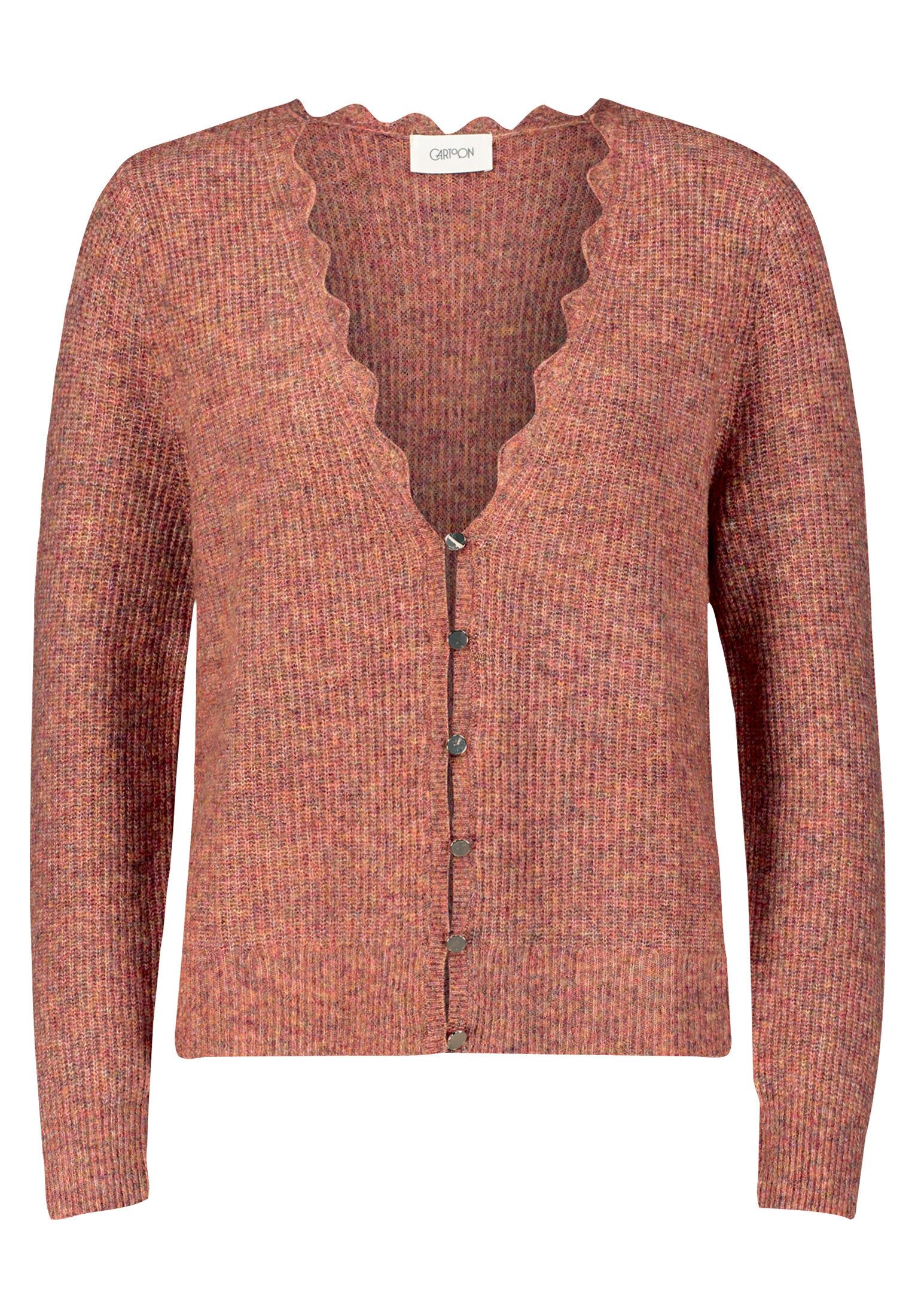 Cartoon Strickjacke Damen mit V-Ausschnitt (1-tlg) Häkelstich