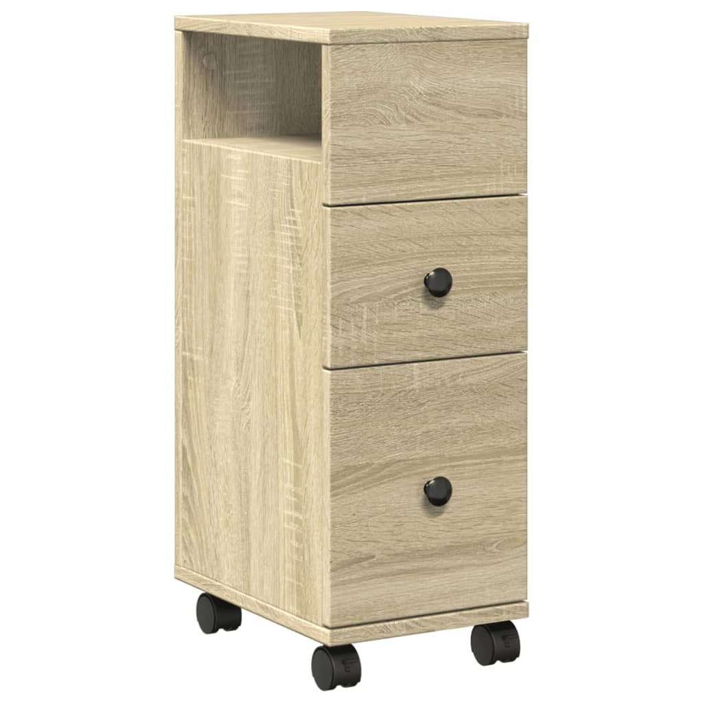 vidaXL Schranksystem Schmaler Badschrank mit Rädern Sonoma-Eiche Holzwerkstoff (1-St)