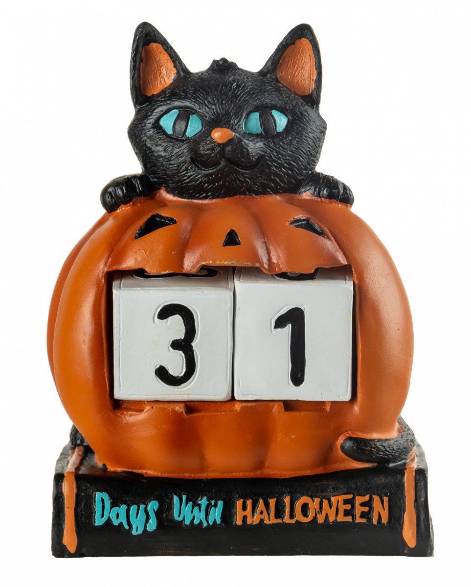 Horror-Shop Dekoobjekt 31 Tage Halloween Countdown Deko mit Katze & Kürbi günstig online kaufen