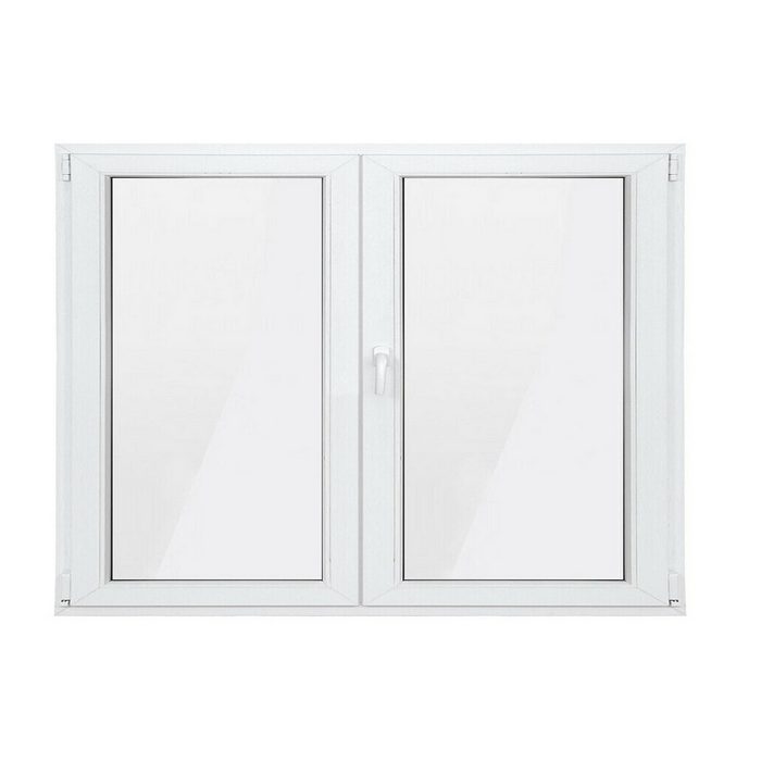 SN Deco Kunststofffenster Fenster 2 Flügel 1000x1000 2-fach Verglasung weiß 70 mm Profil RC2 Sicherheitsbeschlag