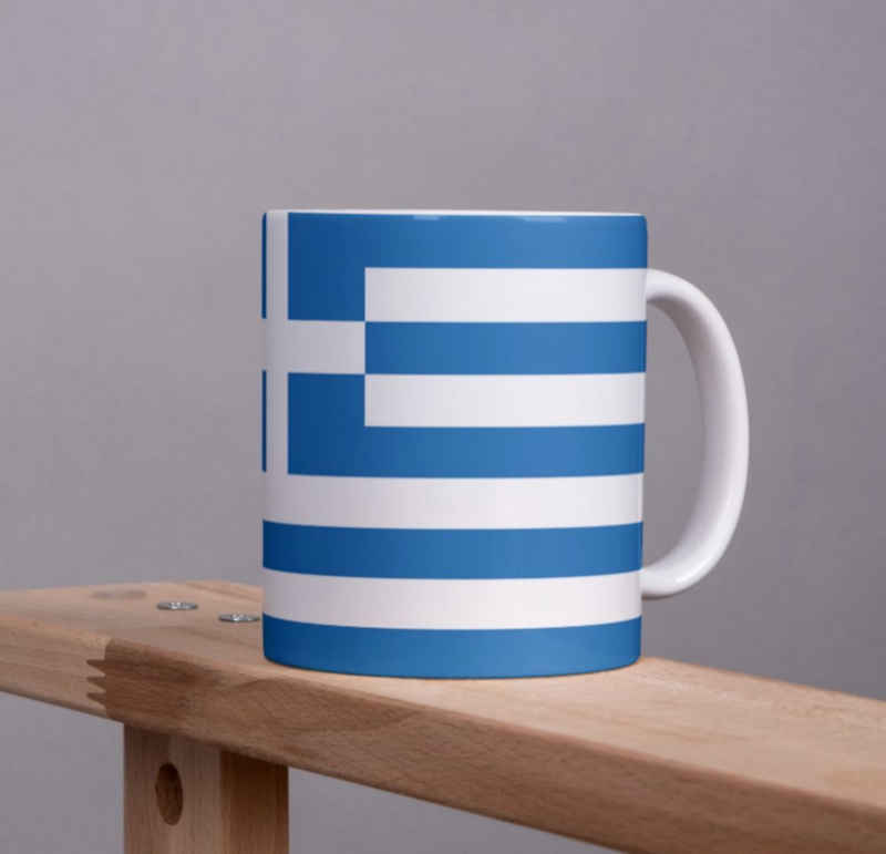 Tinisu Tasse Griechenland Kaffeetasse Flagge Pot Kaffee Tasse Becher GRE Coffeecup