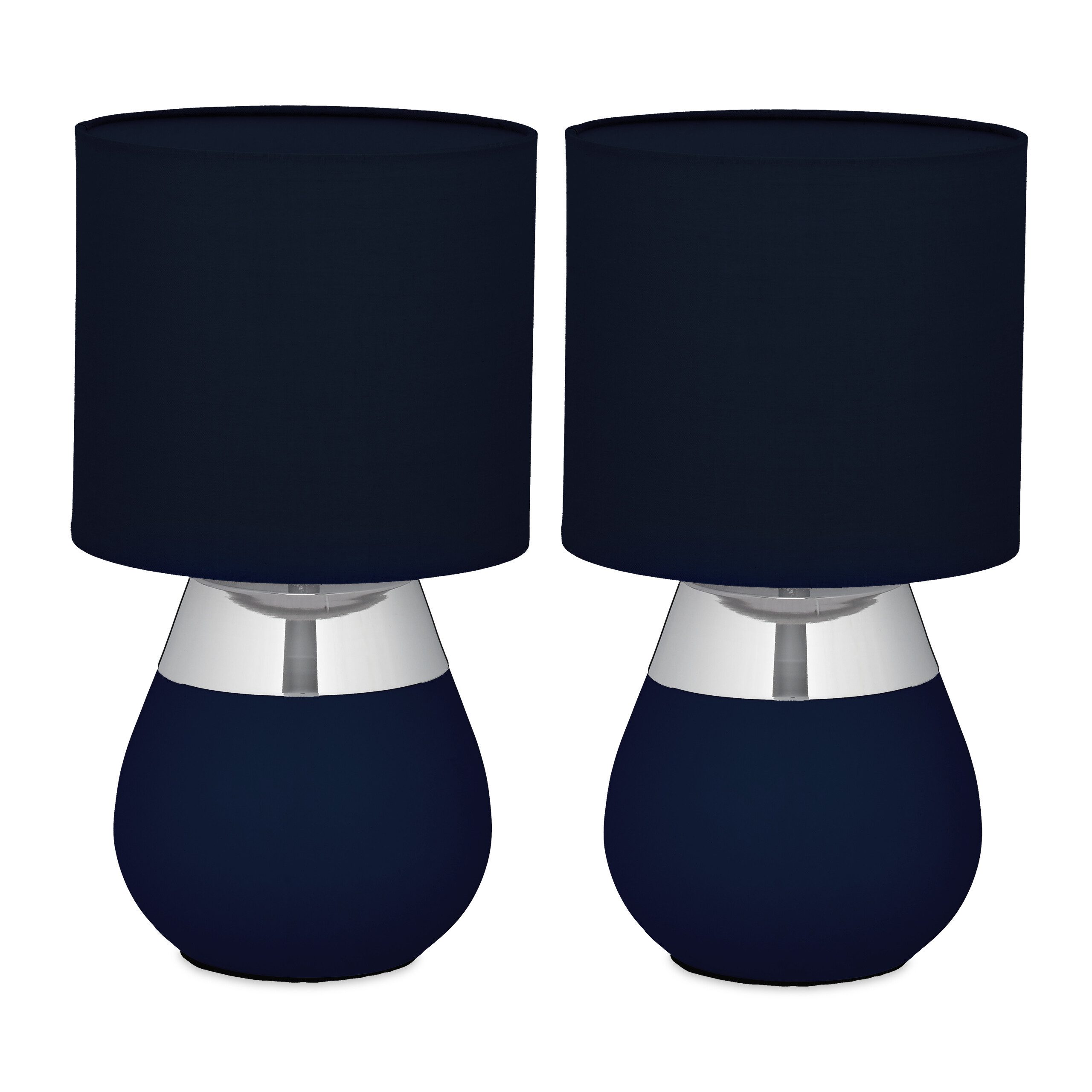 relaxdays Nachttischlampe Tischlampe mit Stoffschirm 2er günstig online kaufen